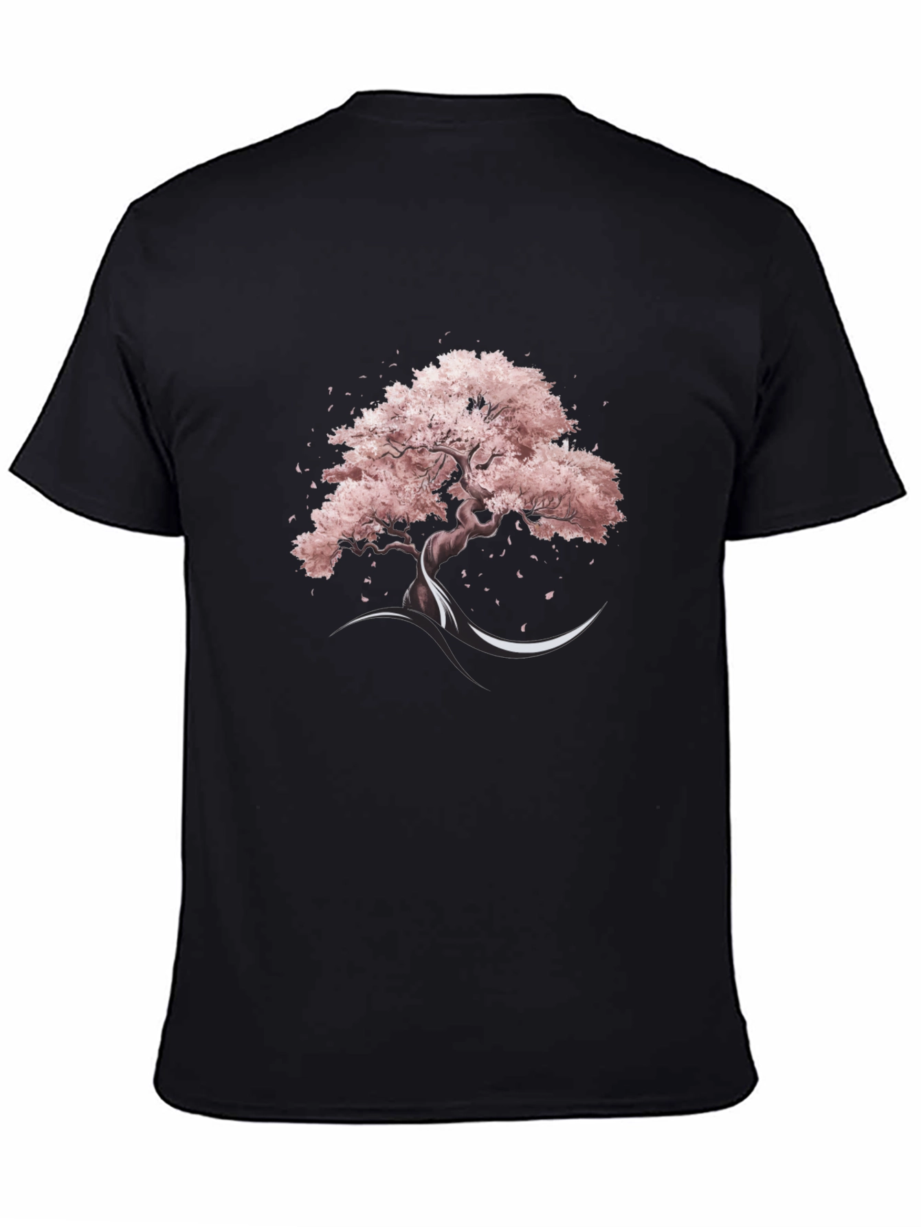 Black Sakura Tree Graphic Tee - Black Cotton Blend view 4