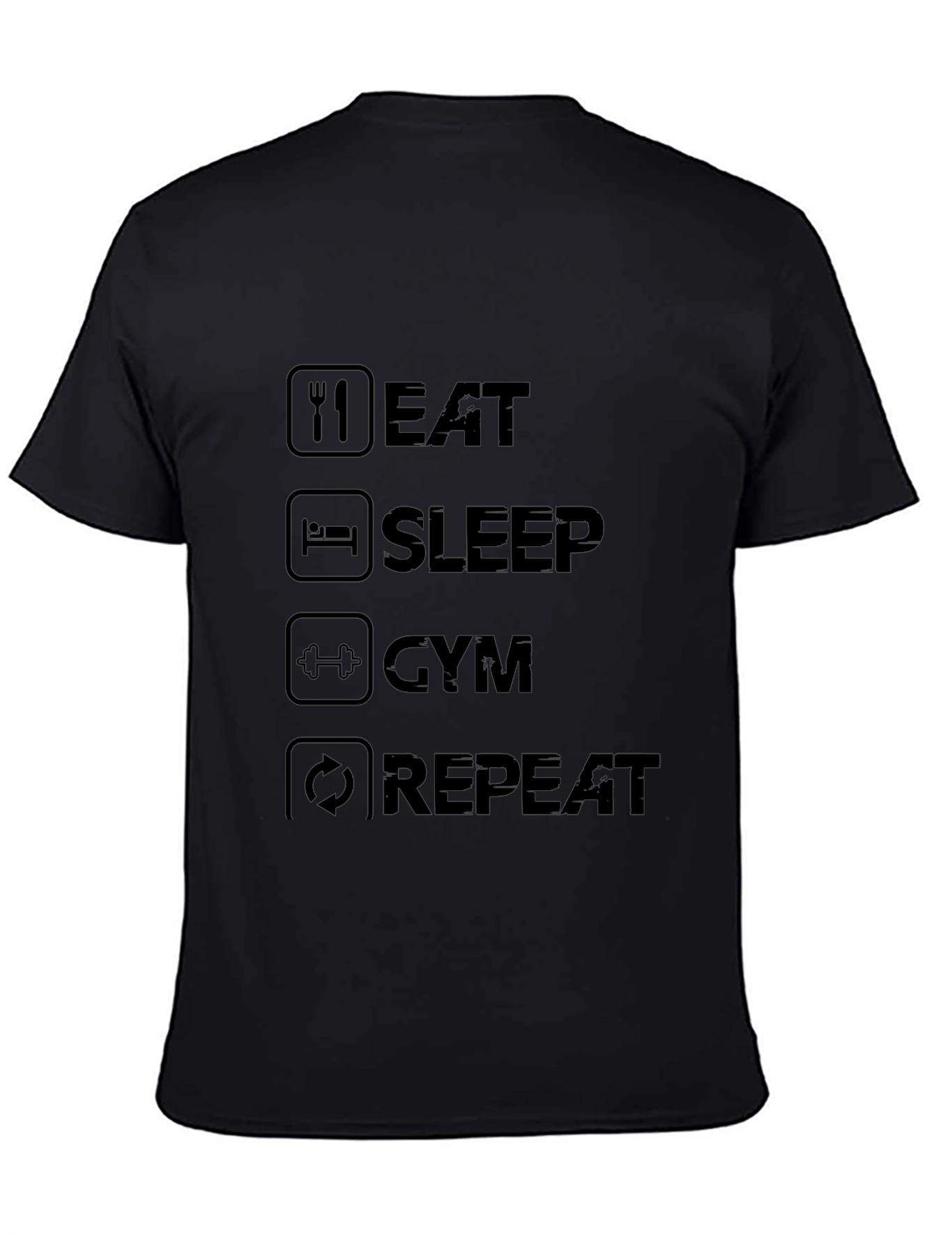 Black Eat Sleep Gym Repeat Black Graphic Tee view 4