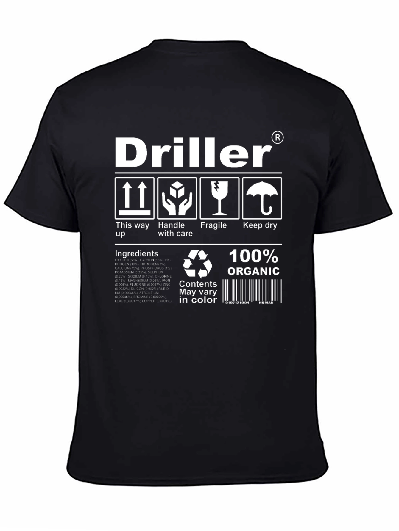 Black Driller Organic Cotton T-Shirt view 4