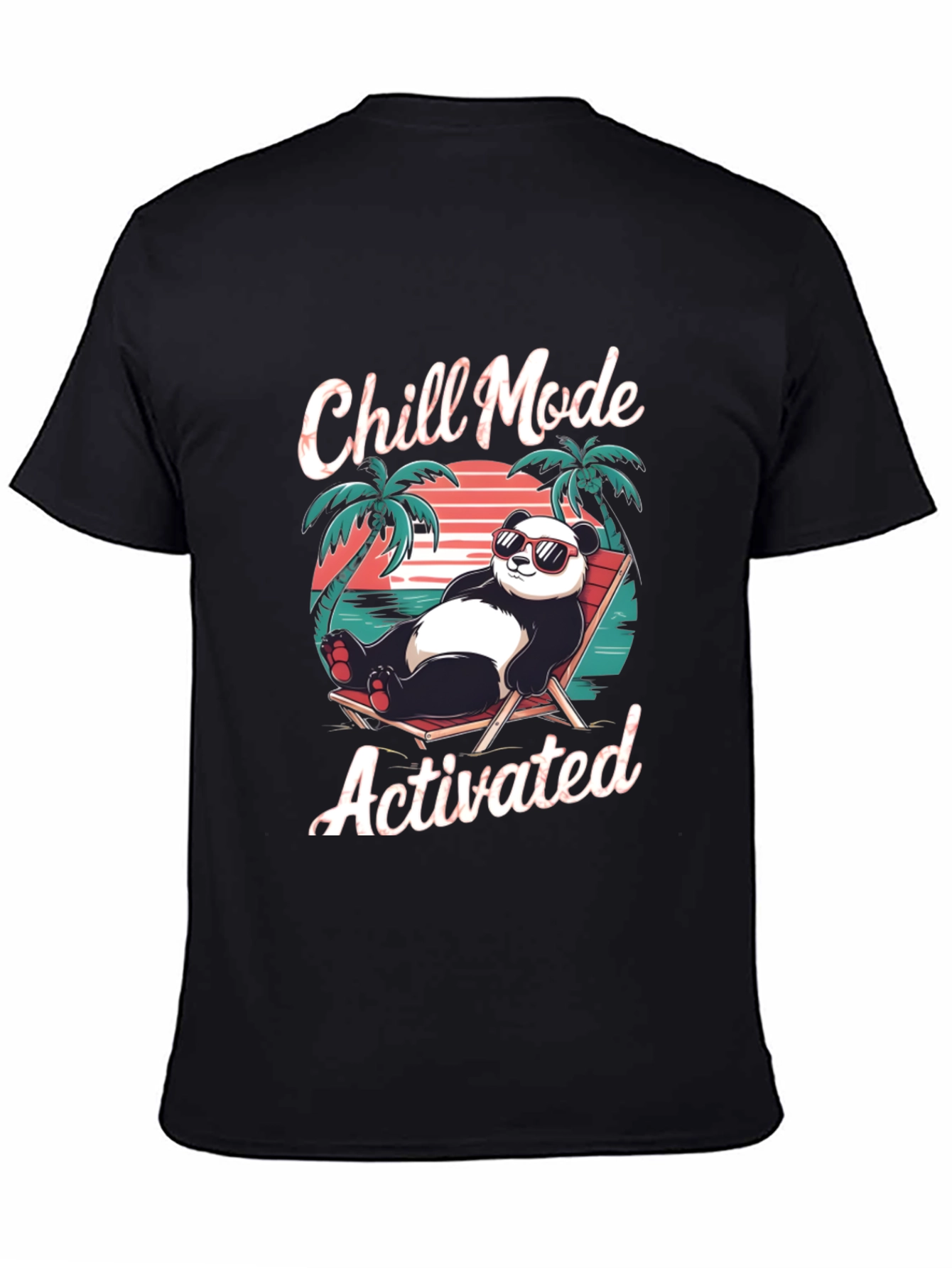 Black Chill Mode Panda T-Shirt: Relaxed Bear Vibes view 4