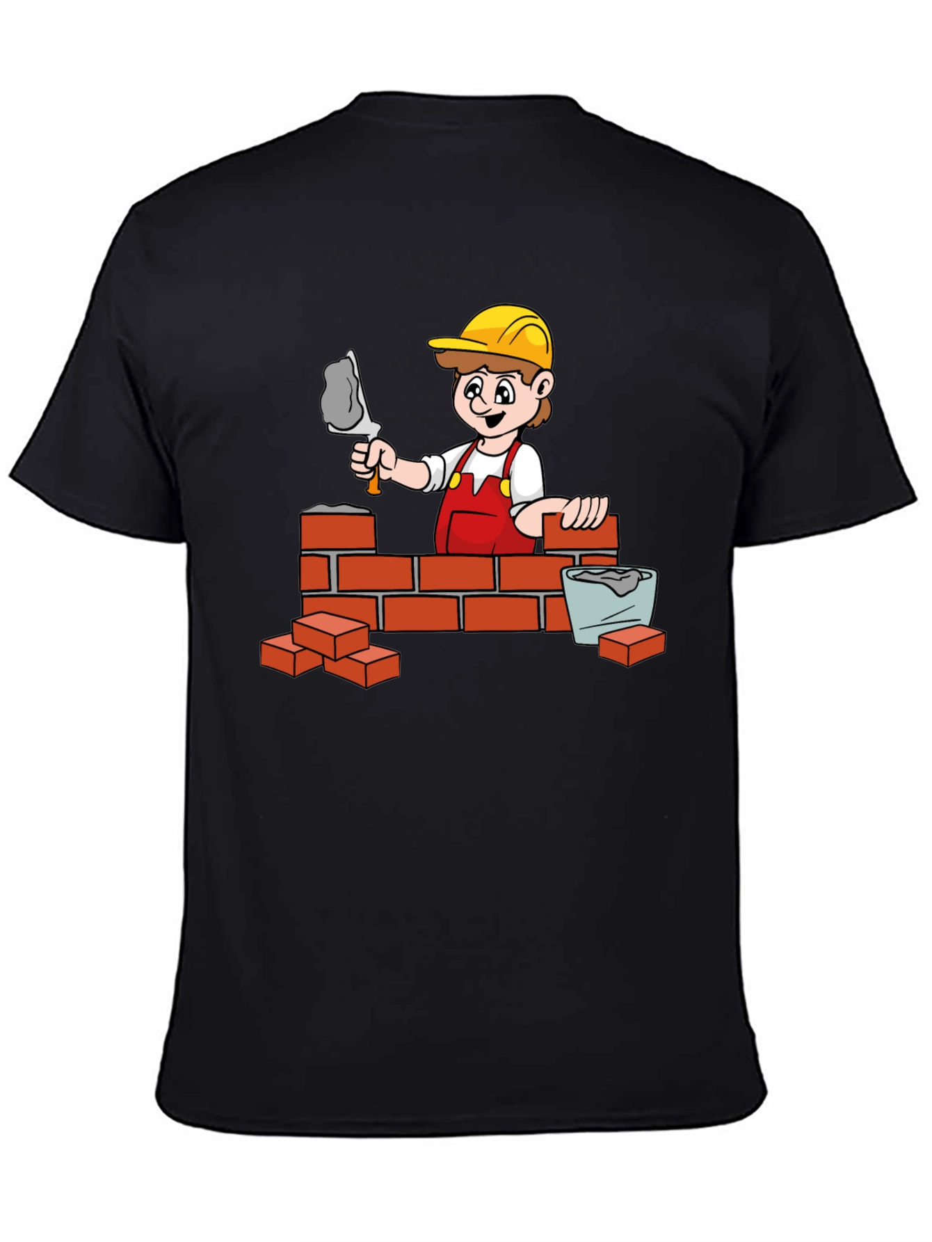 Black Construction Cartoon Graphic T-Shirt view 4