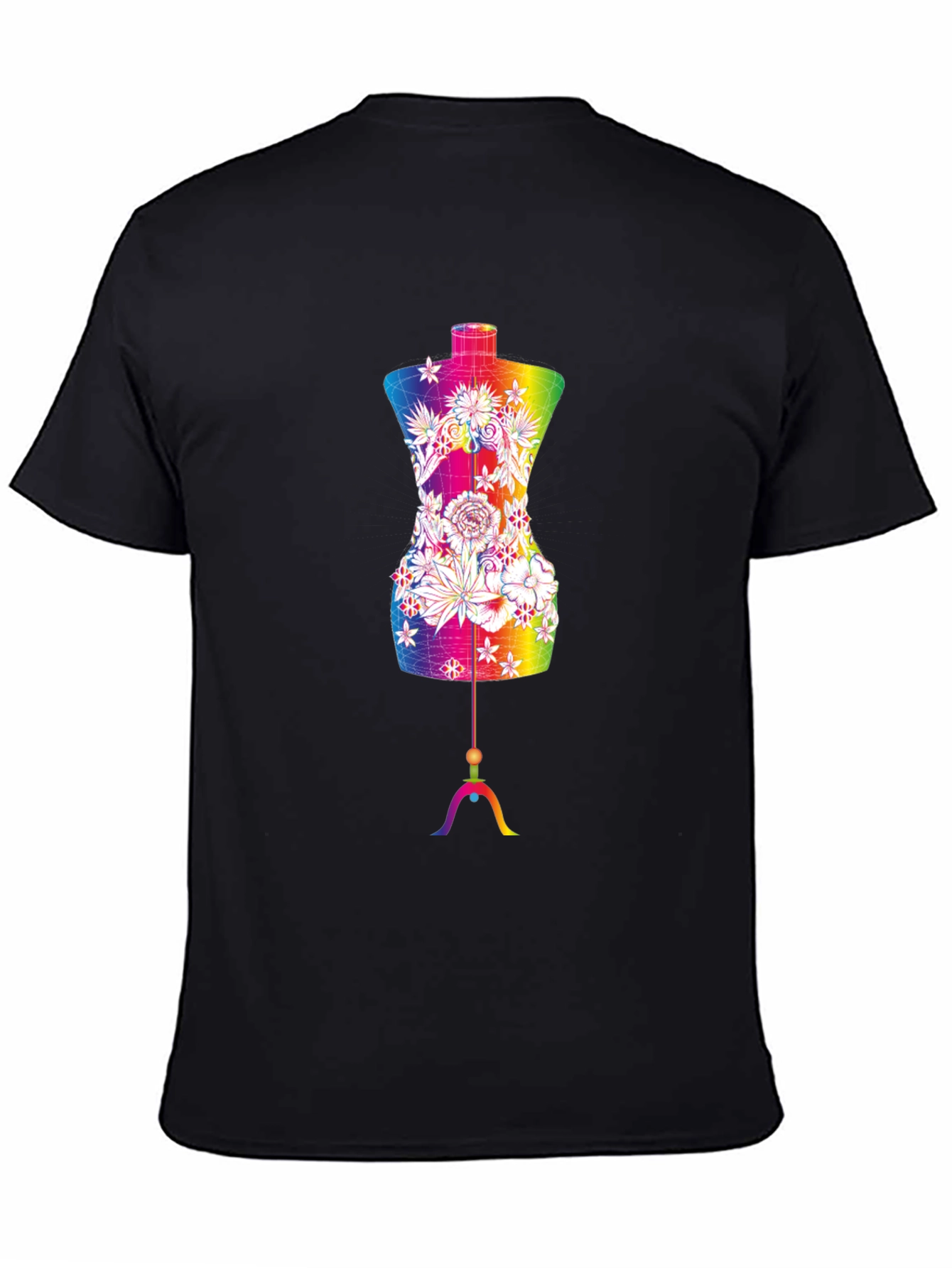Black Rainbow Floral Mannequin Tee view 4