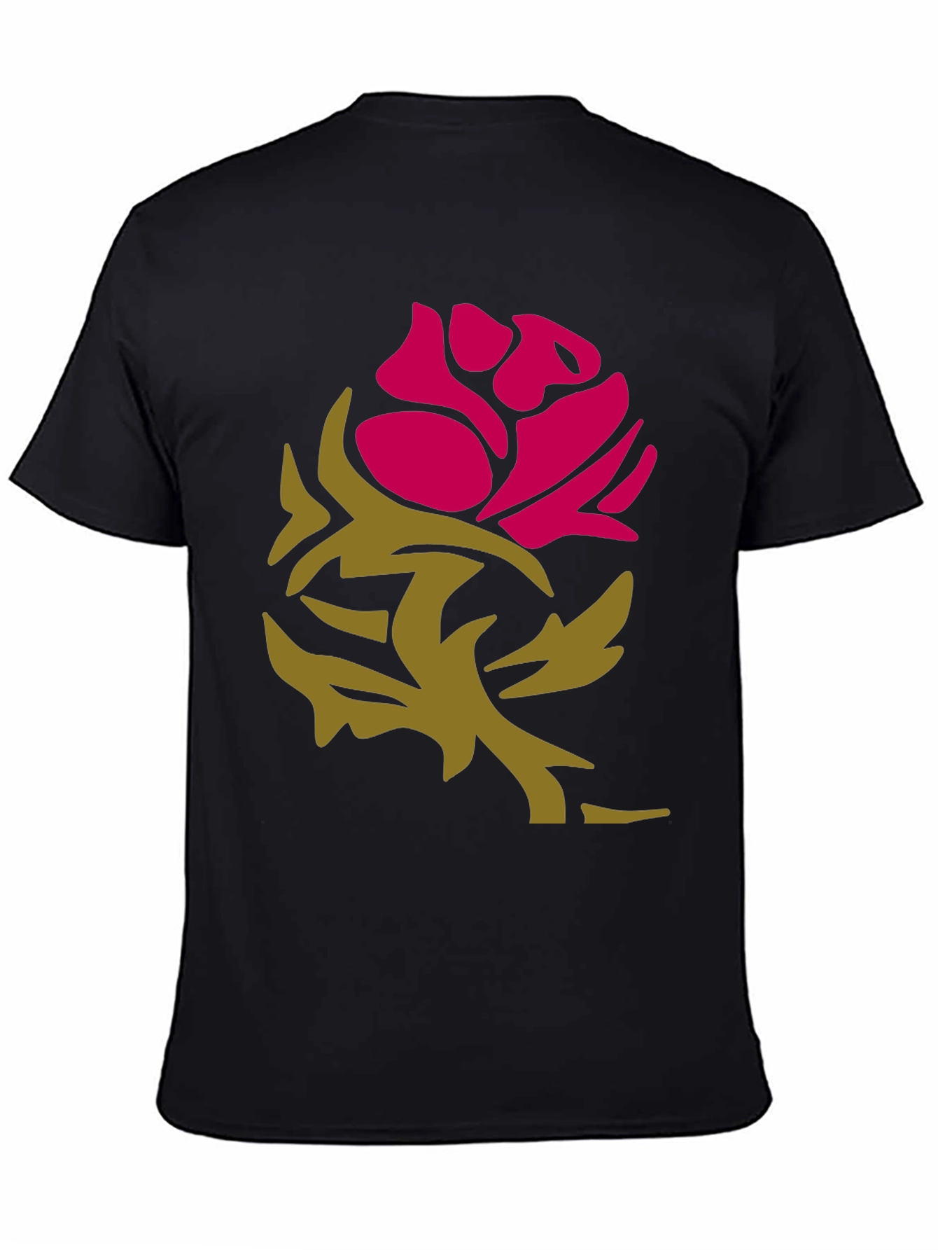 Black Stylish Rose Graphic Black T-Shirt view 4