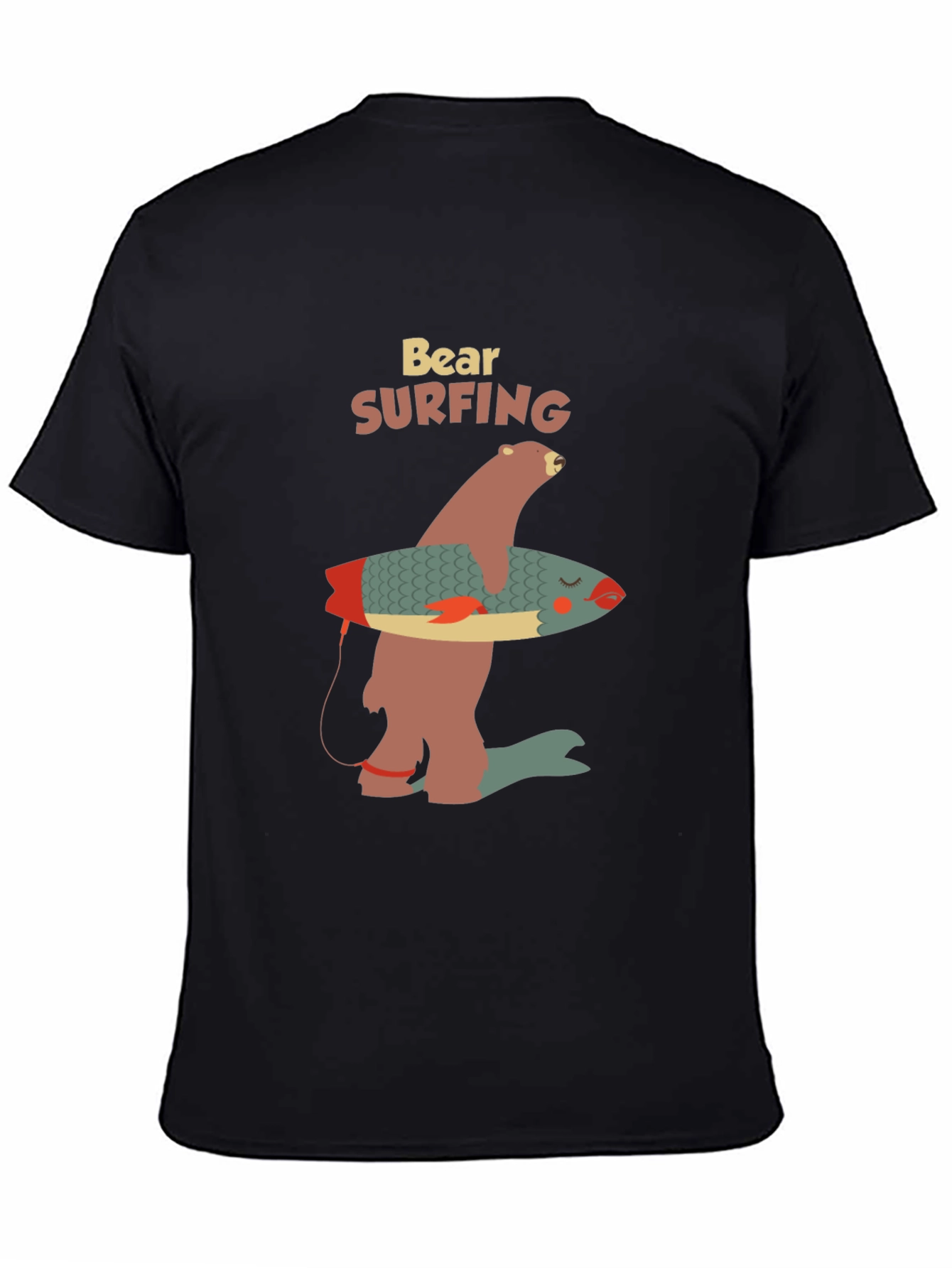 Black Bear Surfing Graphic Tee - Cool Casual Wear view 4