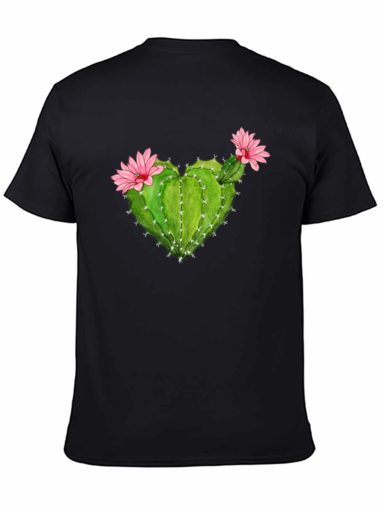 Black Cactus Heart Flower Graphic T-Shirt view 4