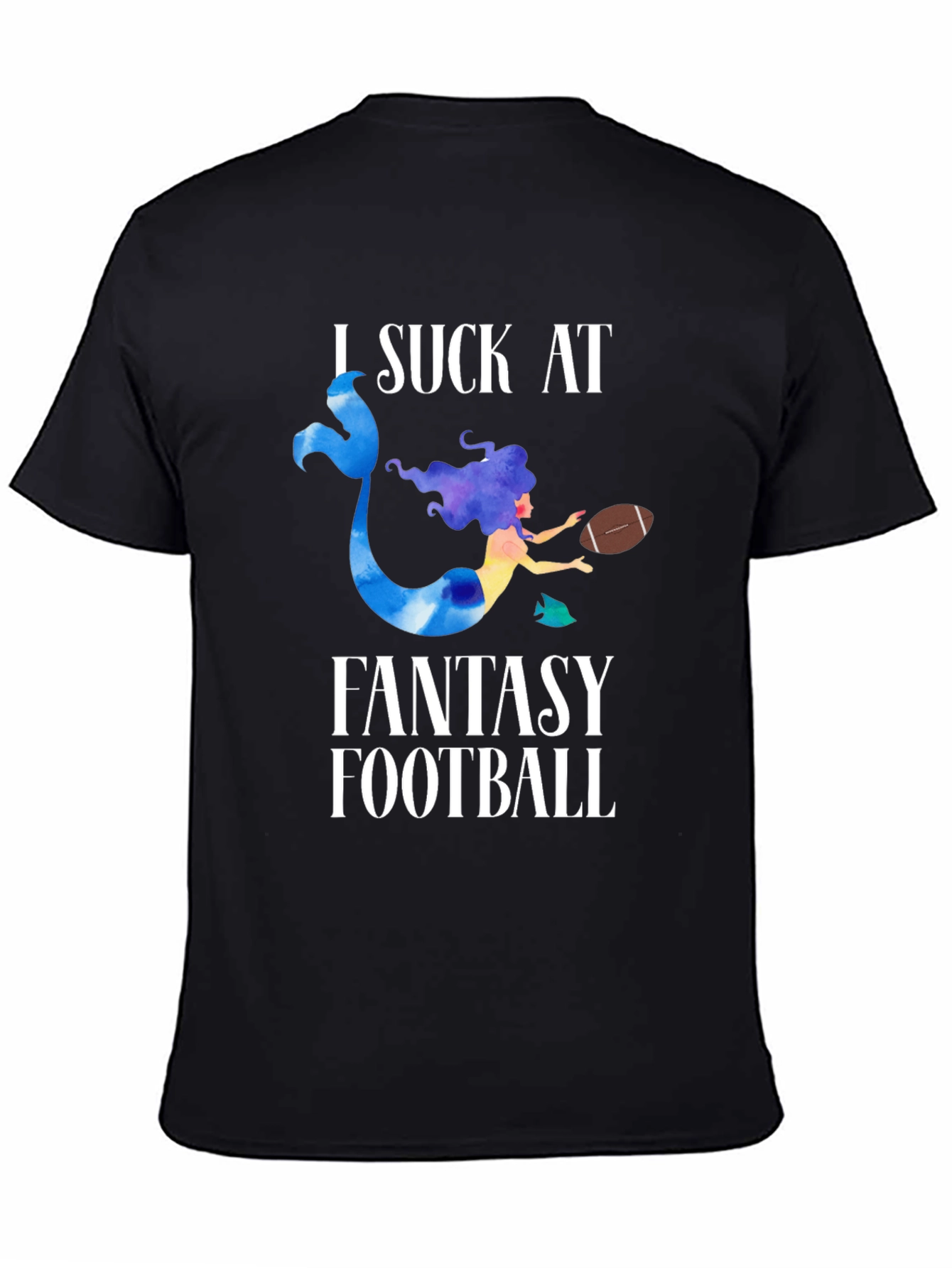 Black Fantasy Football Mermaid Graphic T-Shirt view 4