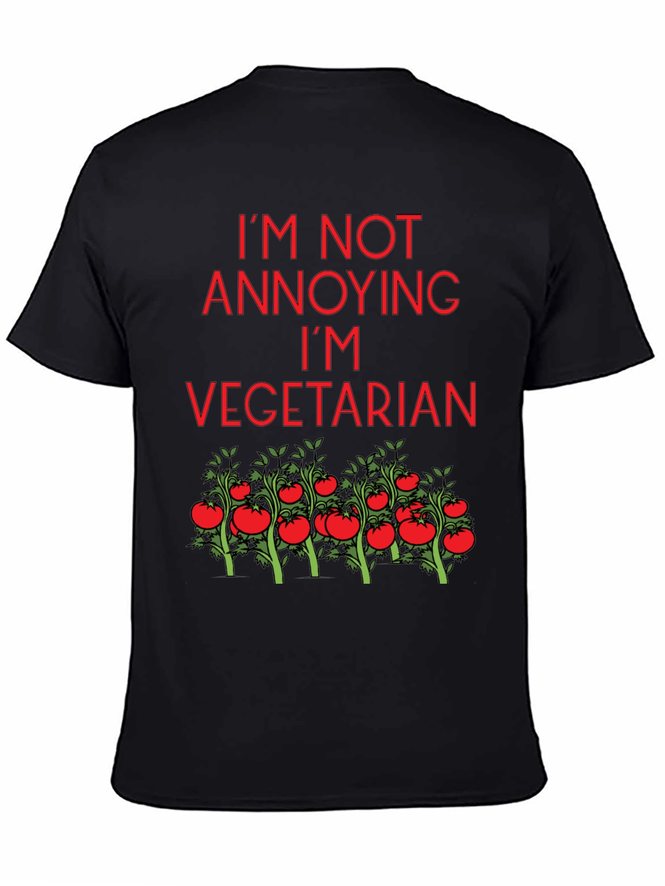 Black Funny Vegetarian Tomato Plant T-Shirt view 4