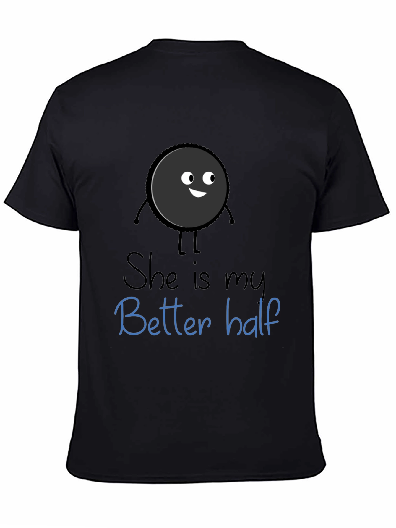 Black Funny Couples T-Shirt - She is my Better Half view 4