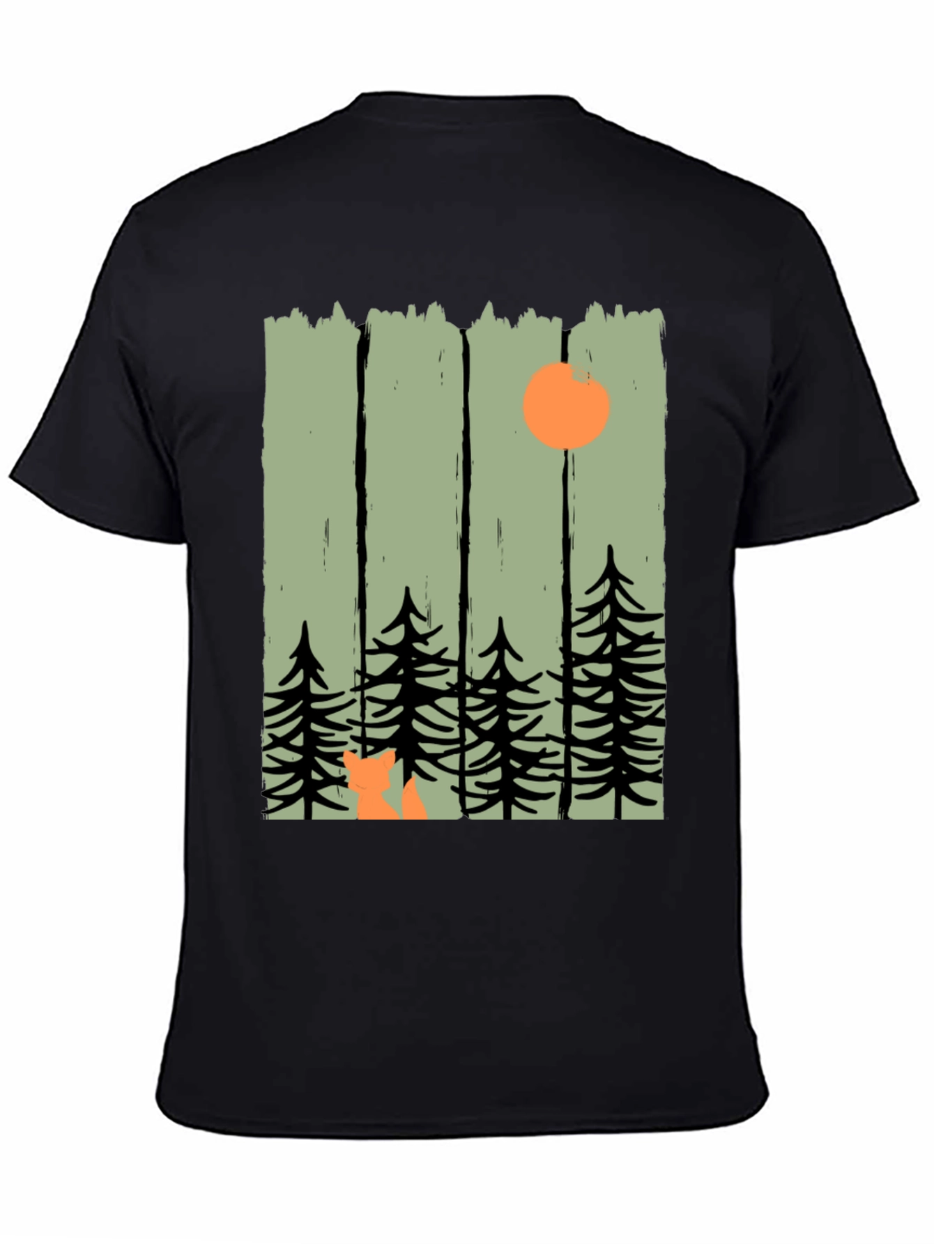 Black Nature Inspired Graphic Tee - Fox in the Forest view 4