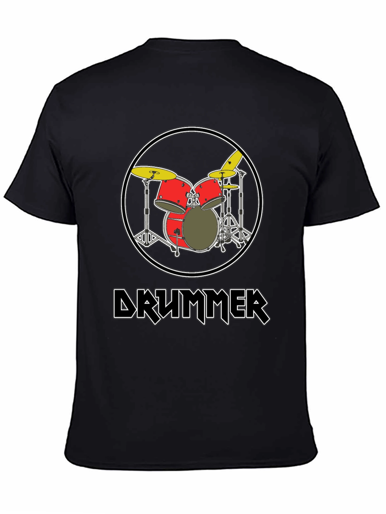 Black Drummer T-Shirt - Music Lover Tee view 4