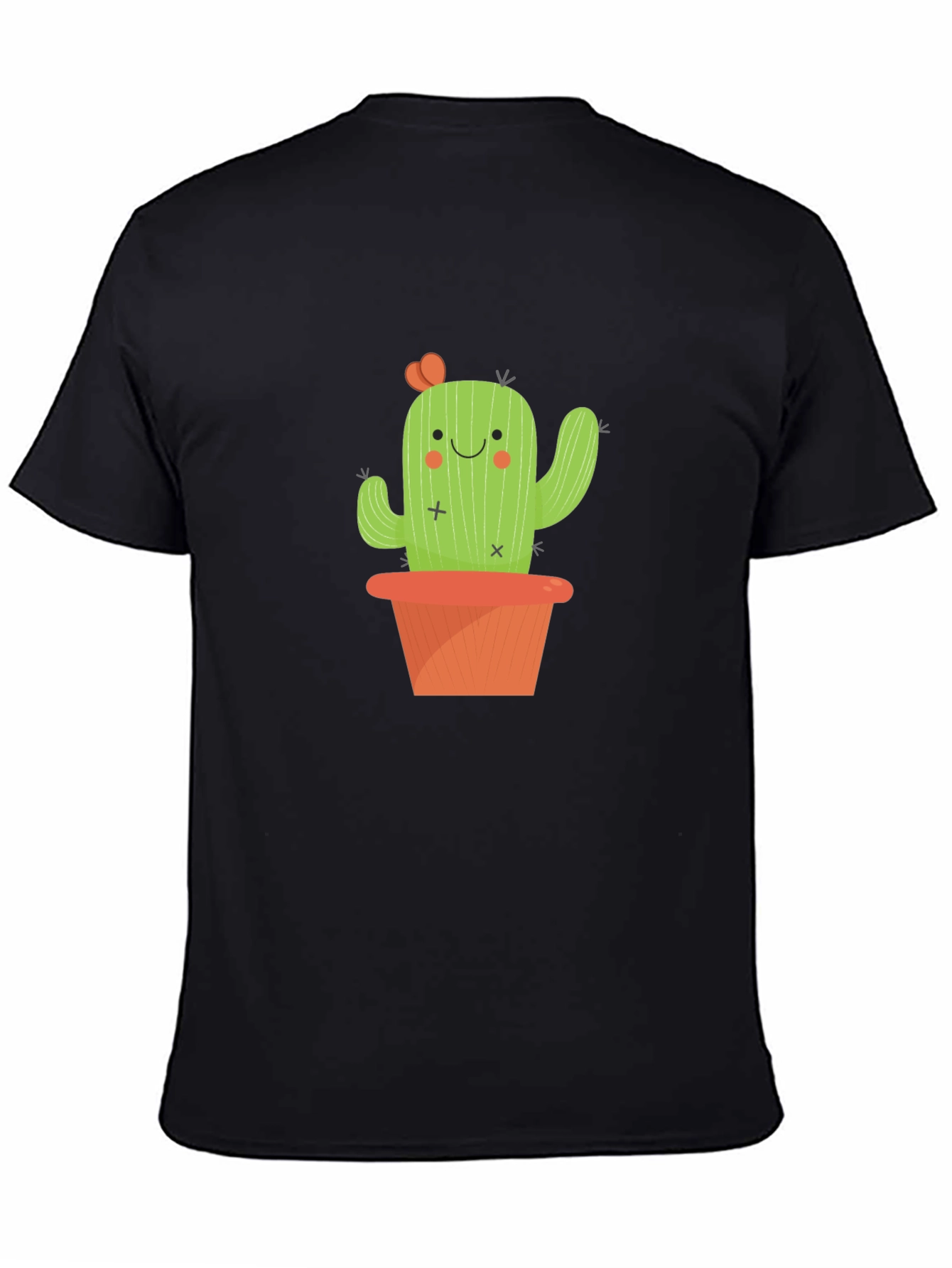 Black Cactus T-Shirt - Cute Potted Plant Design view 4