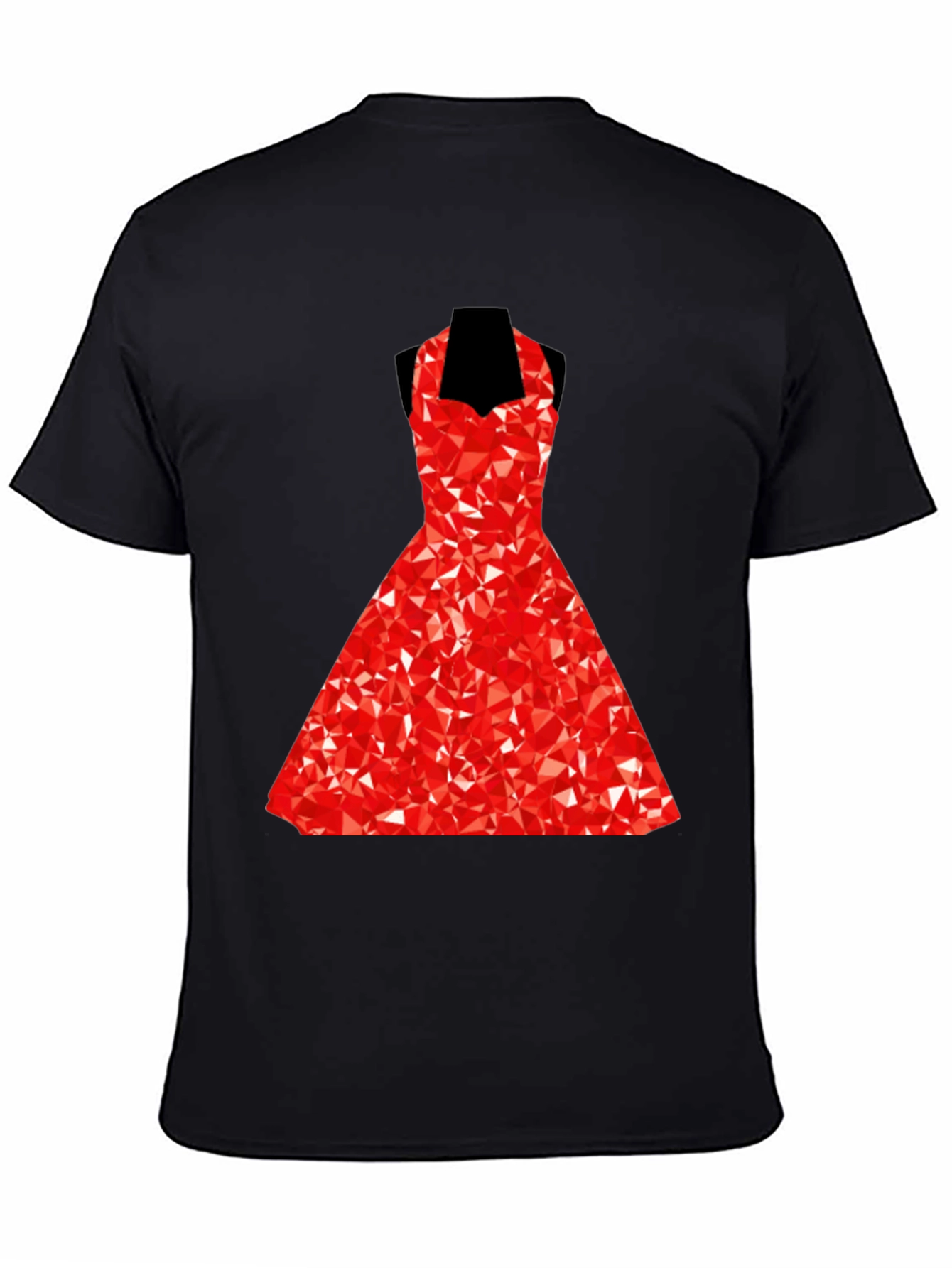 Black Geometric Red Dress Graphic T-Shirt view 4