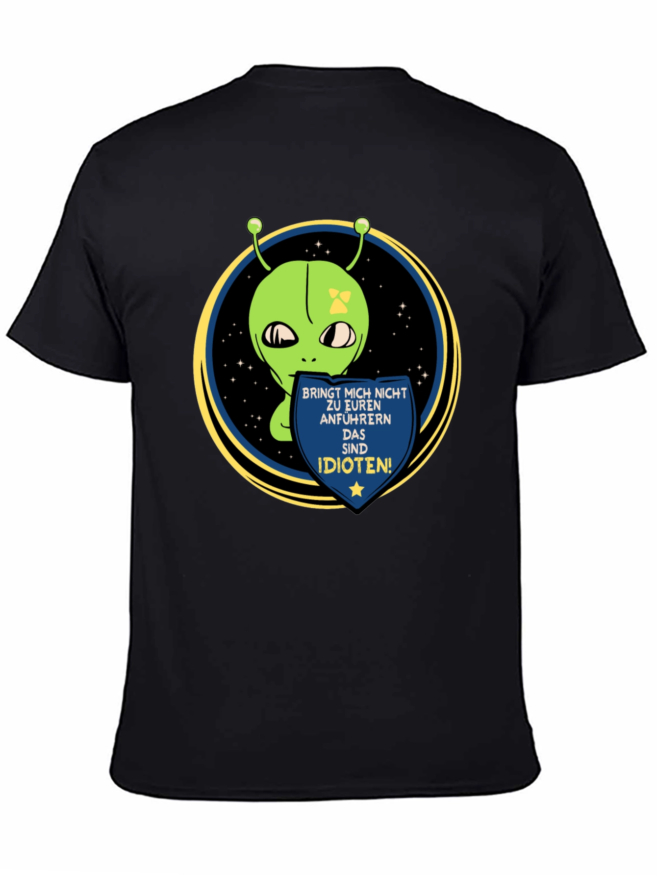 Black Alien Graphic T-Shirt - Funny Sci-Fi Design view 4