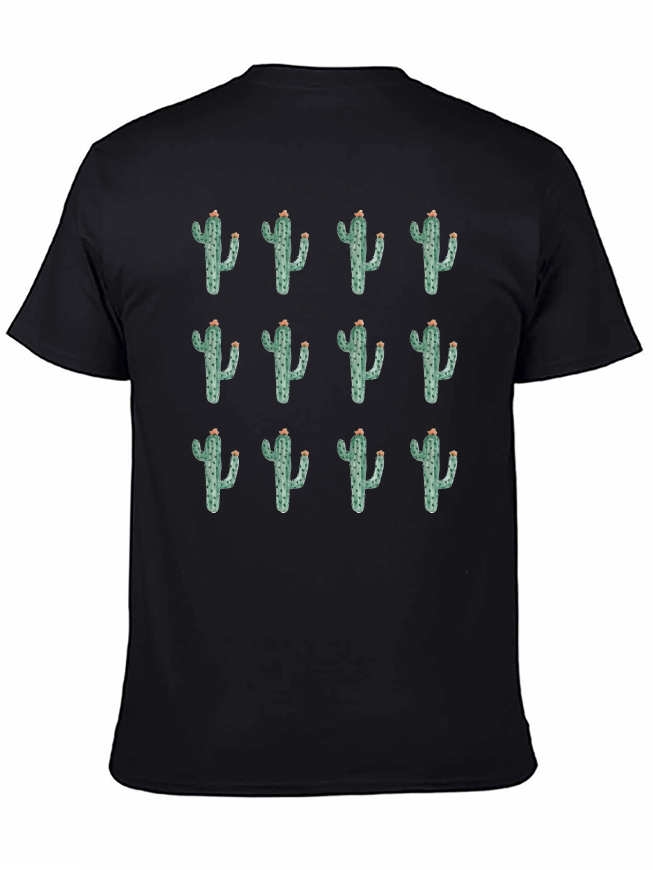 Black Cactus Print Crew Neck T-Shirt view 4