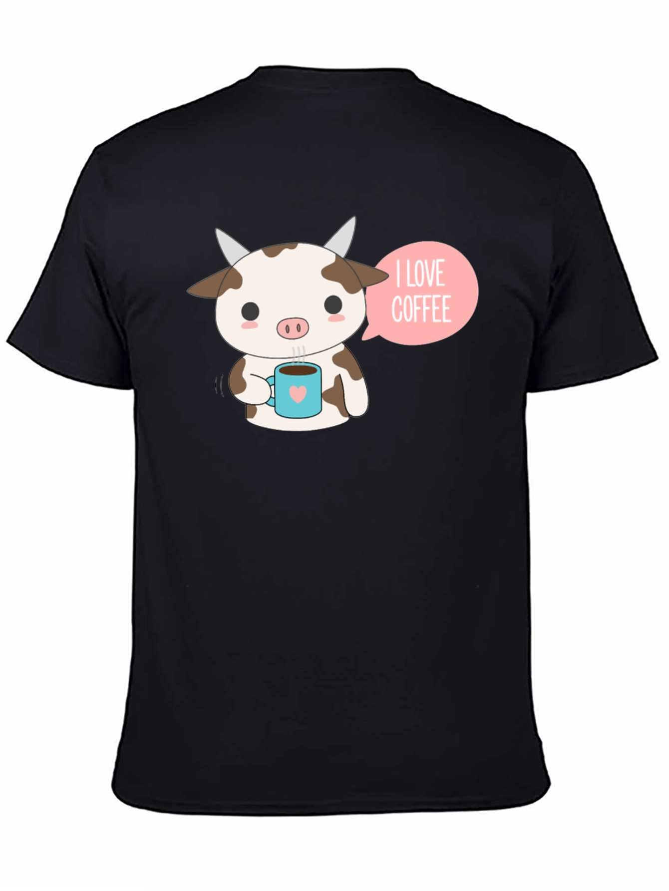 Black Cute Cow Coffee Lover Graphic T-Shirt view 4