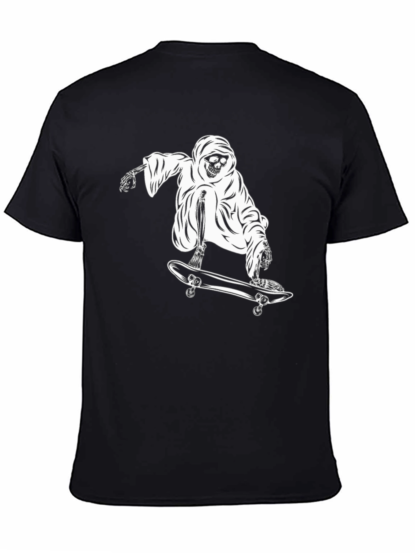 Black Skateboarding Skeleton T-Shirt - Cool Graphic Tee view 4