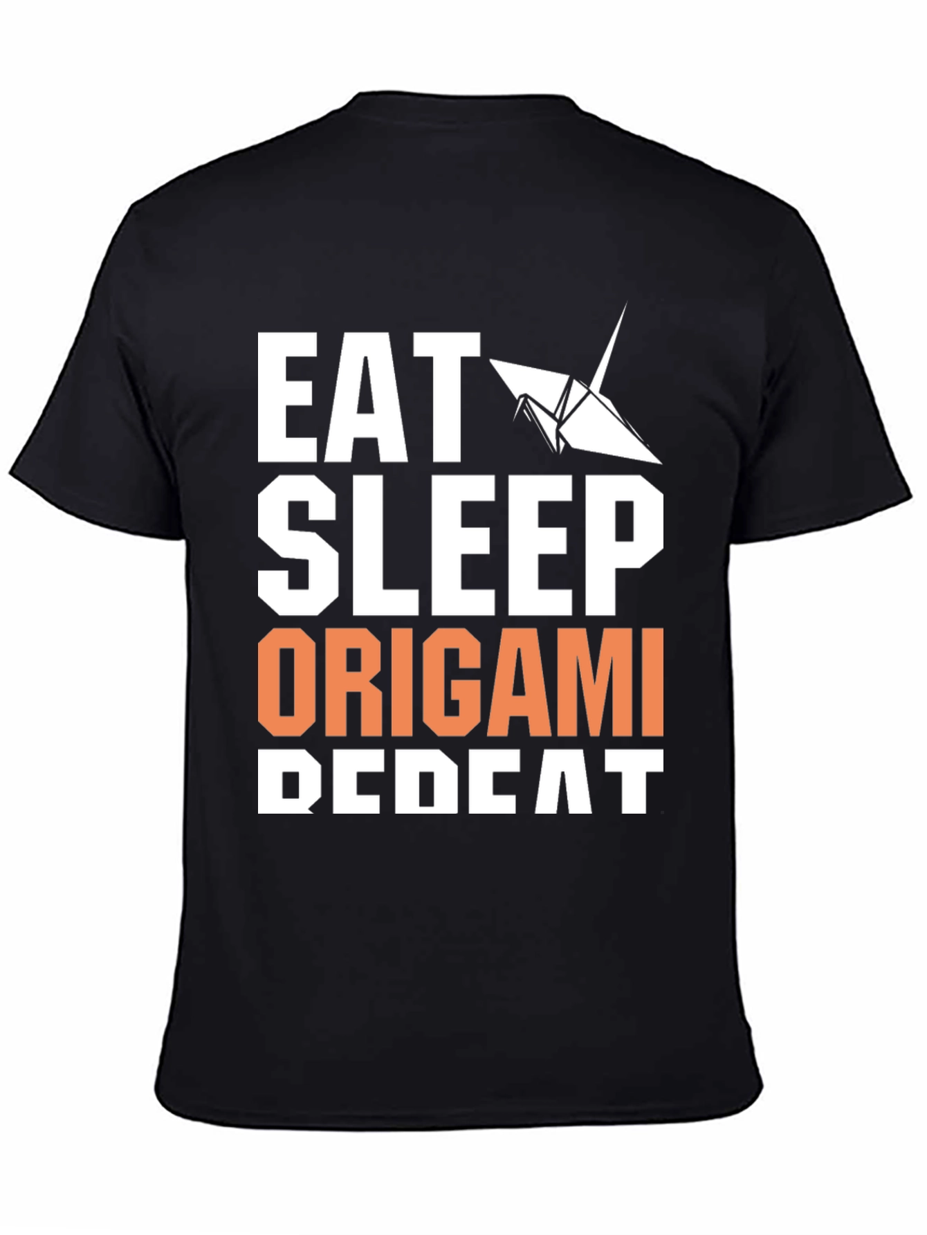 Black Eat Sleep Origami Repeat Graphic Tee view 4
