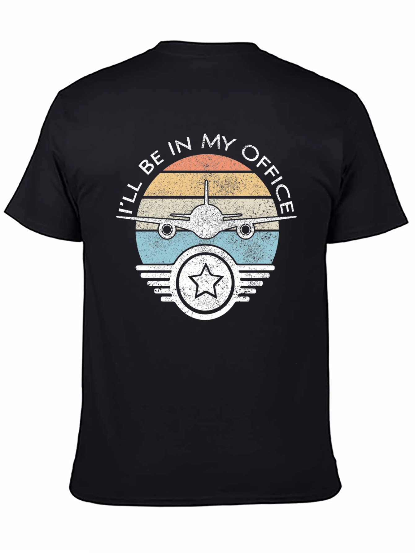 Black Pilot Office T-Shirt - Airplane Design view 4