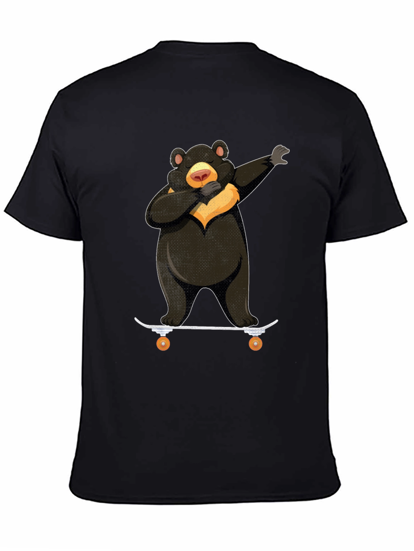 Black Dabbing Bear Skateboard Graphic T-Shirt view 4