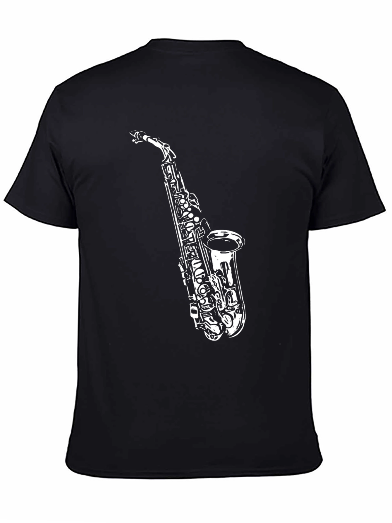 Black Saxophone Graphic Tee - Cool Musician Shirt view 4