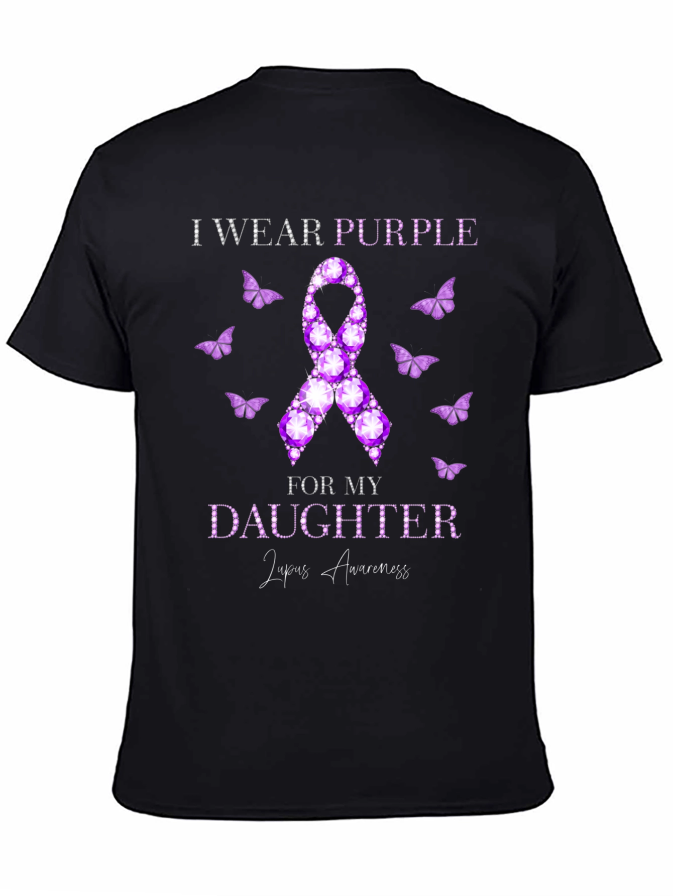 Black Purple Lupus Awareness Daughter T-Shirt view 4