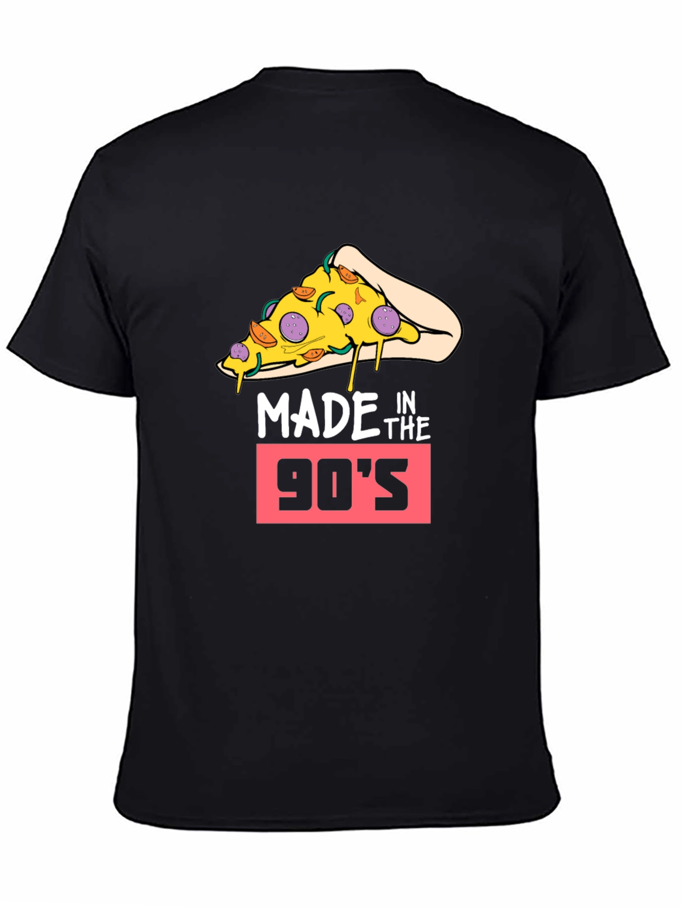 Black Made in the 90's Pizza Slice T-Shirt - Retro Style view 4