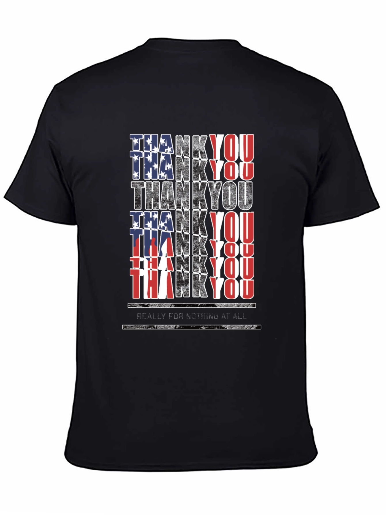 Black Patriotic Thank You T-Shirt - Men's Black Tee view 4