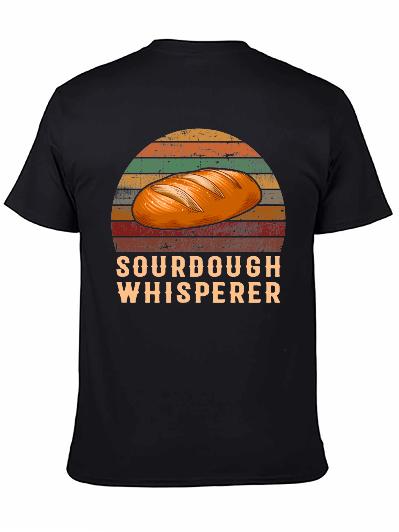 Black Sourdough Whisperer Retro Graphic T-Shirt view 4