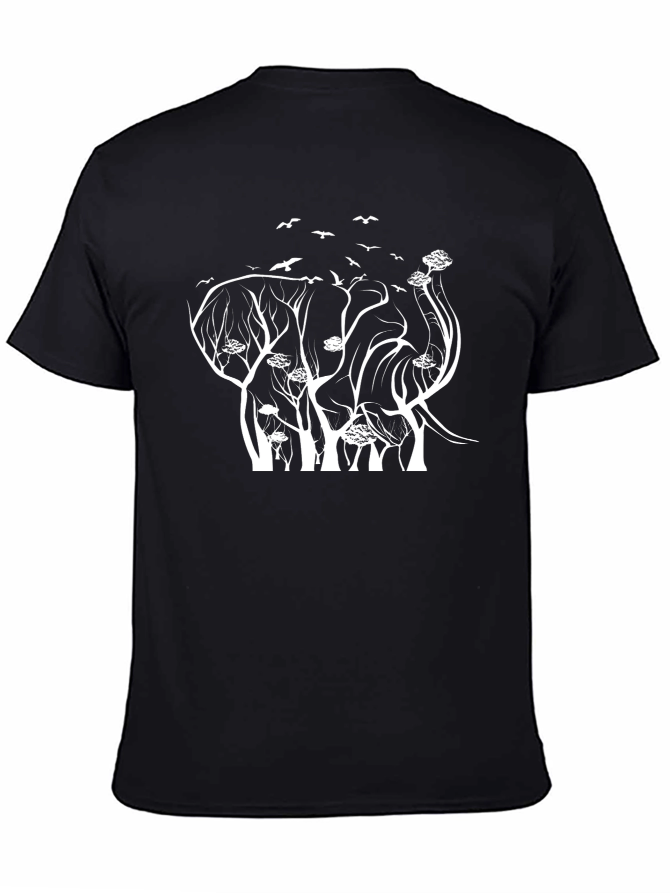 Black Elephant Tree Graphic Tee - Stylish Nature Print view 4