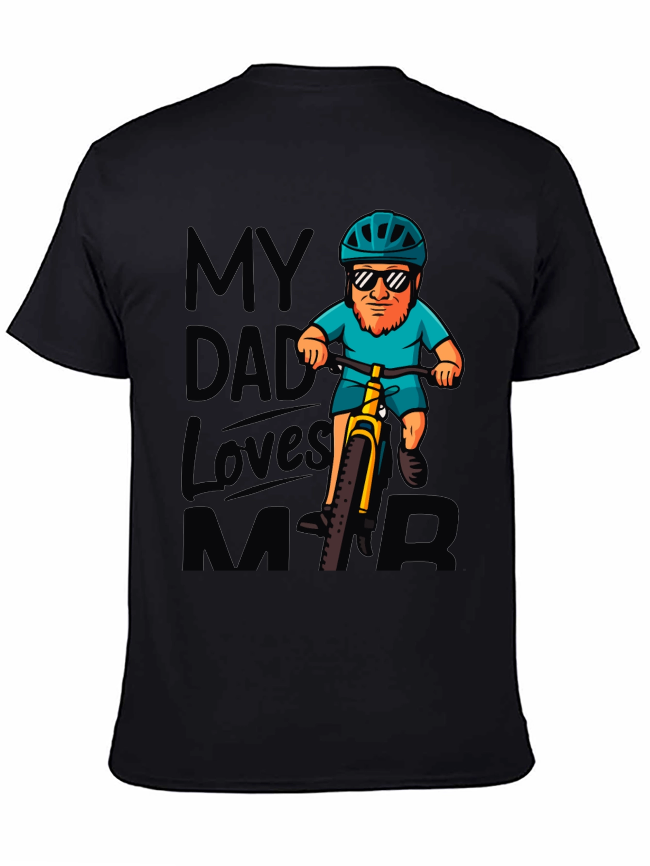 Black My Dad Loves MTB T-Shirt view 4