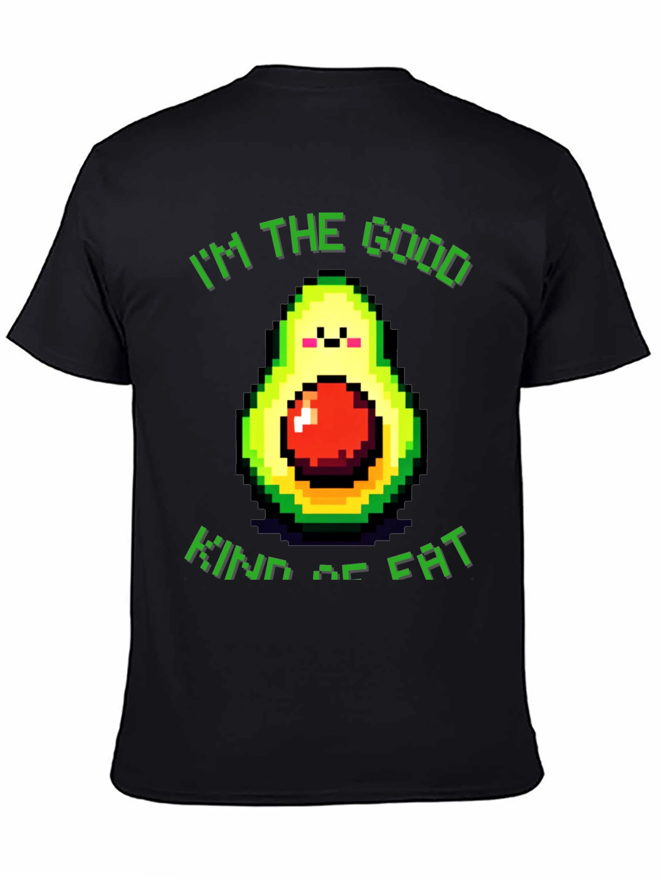 Black Funny Avocado T-Shirt - "I'm the Good Kind of Fat" view 4