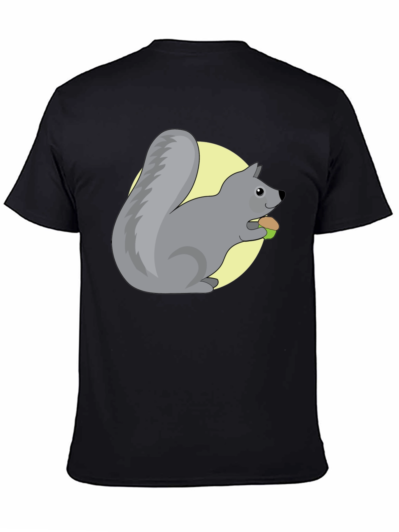 Cute Squirrel Eating Nut Graphic Tee - Black - 4