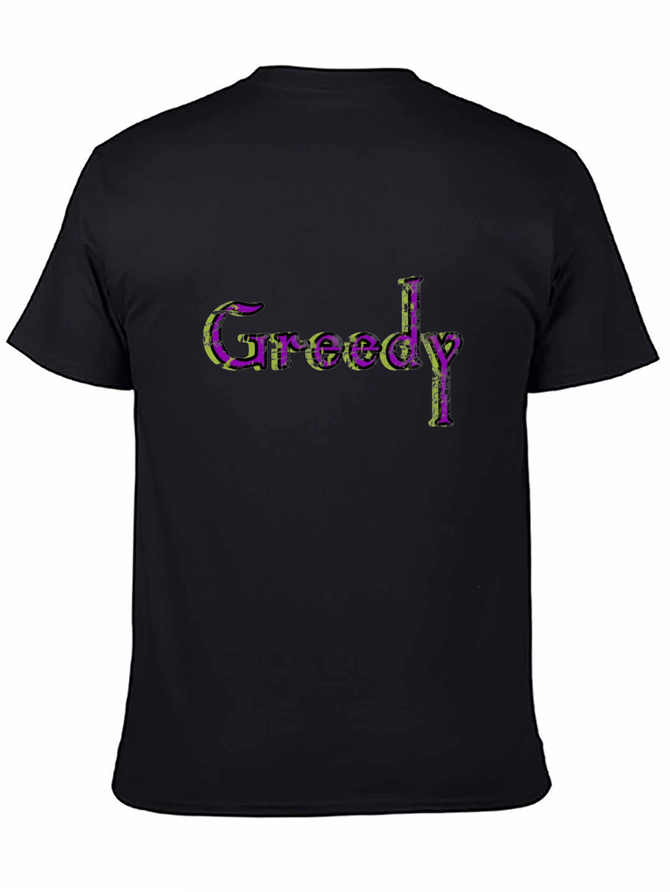 Black Greedy Graphic Print Crew Neck T-Shirt view 4