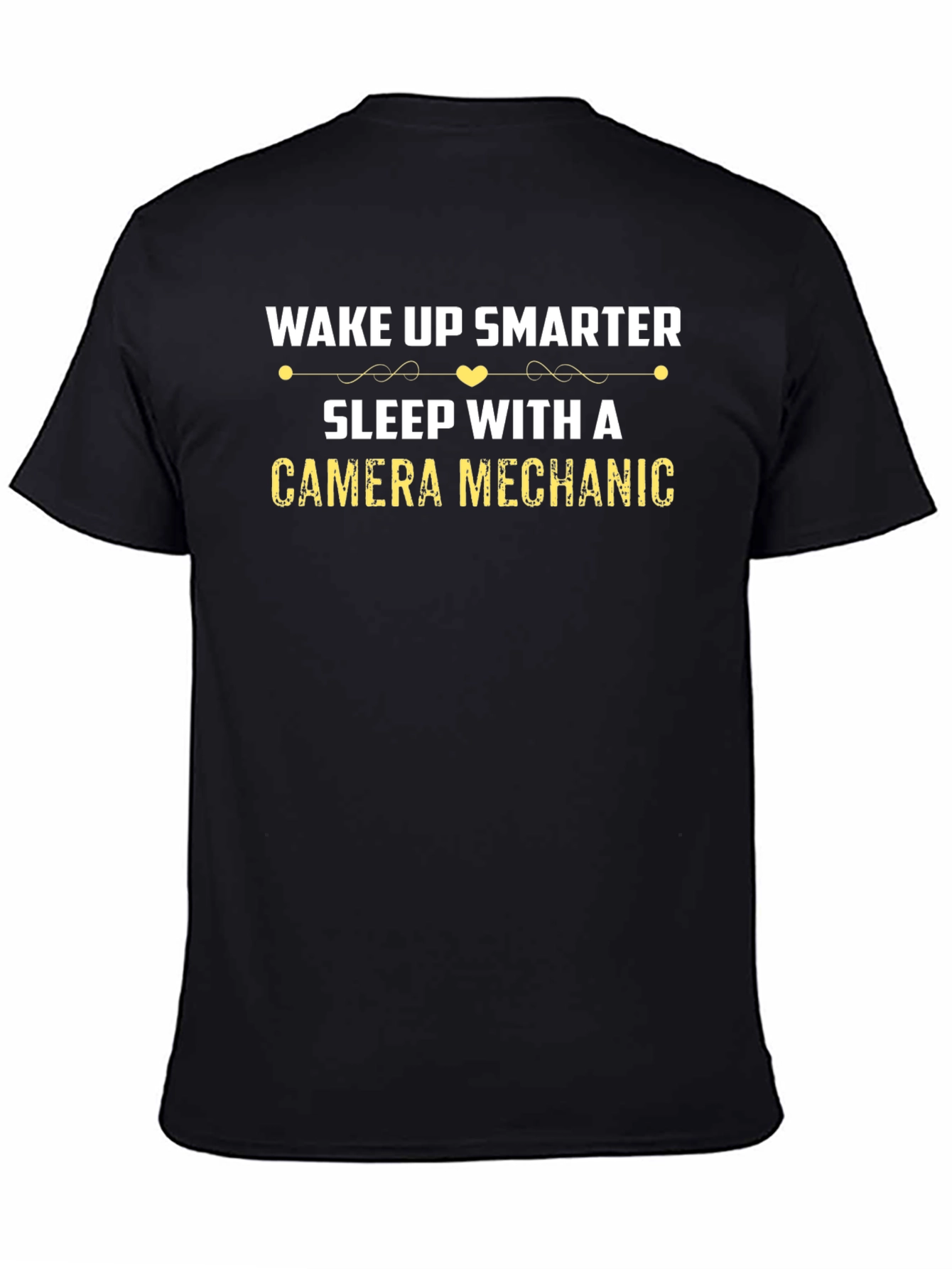 Black Wake Up Smarter Camera Mechanic Black T-Shirt view 4