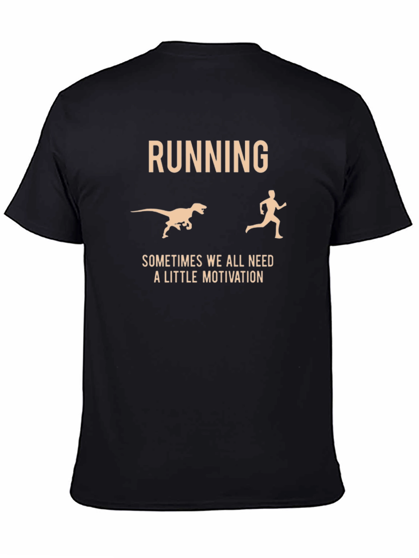 Black Running Motivation T-Shirt: Dinosaur Chaser view 4