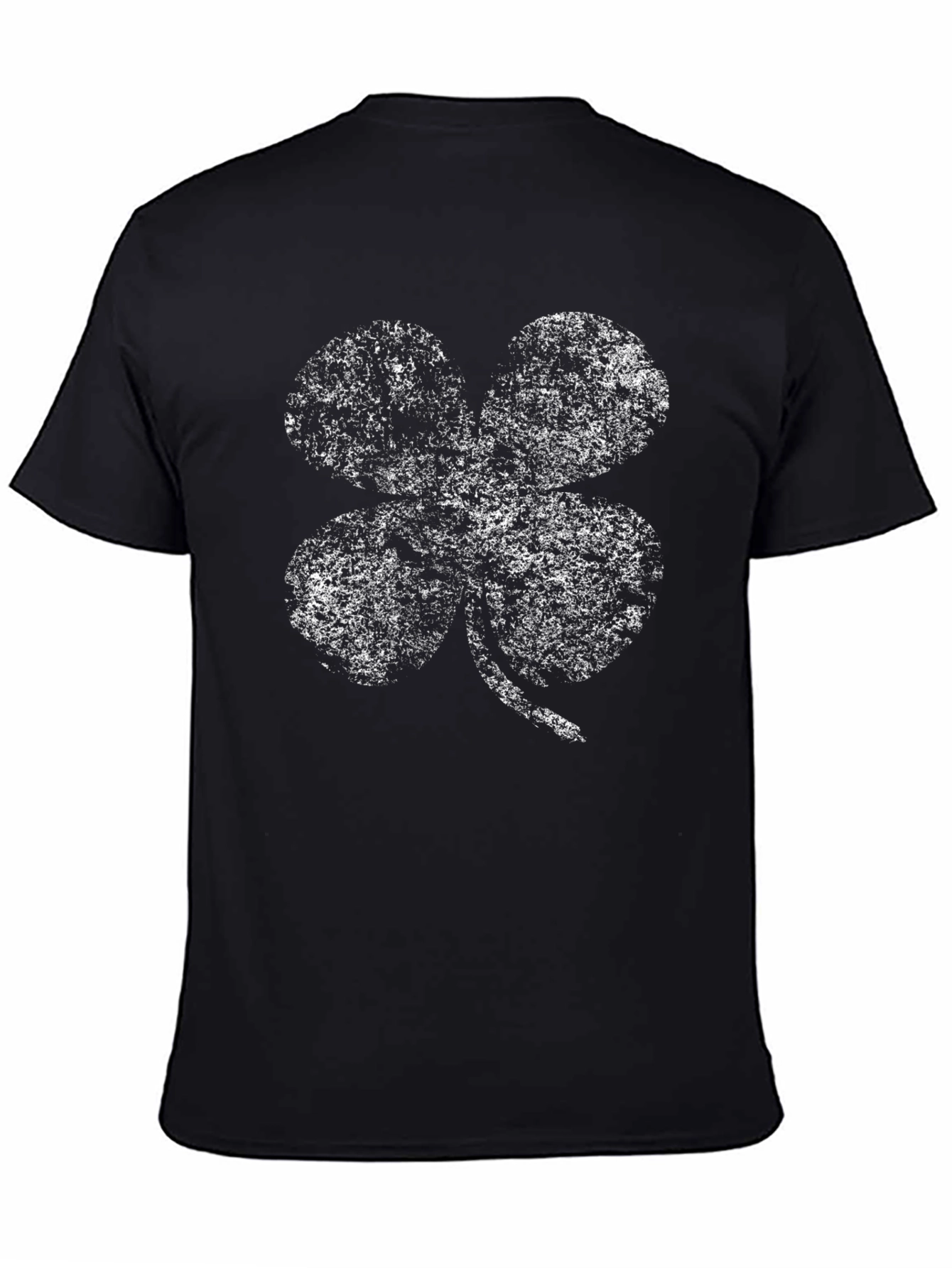 Black Lucky Four Leaf Clover Graphic Tee - Black view 4