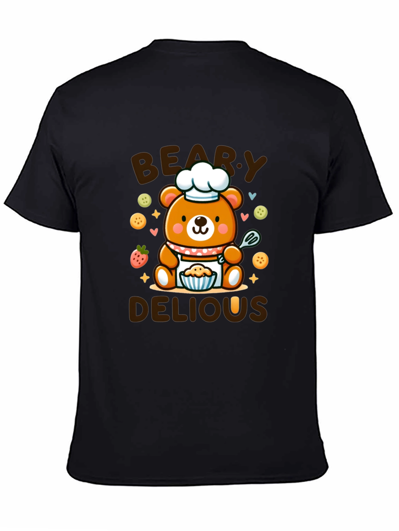 Black Beary Delious T-Shirt - Cute Chef Bear Design view 4