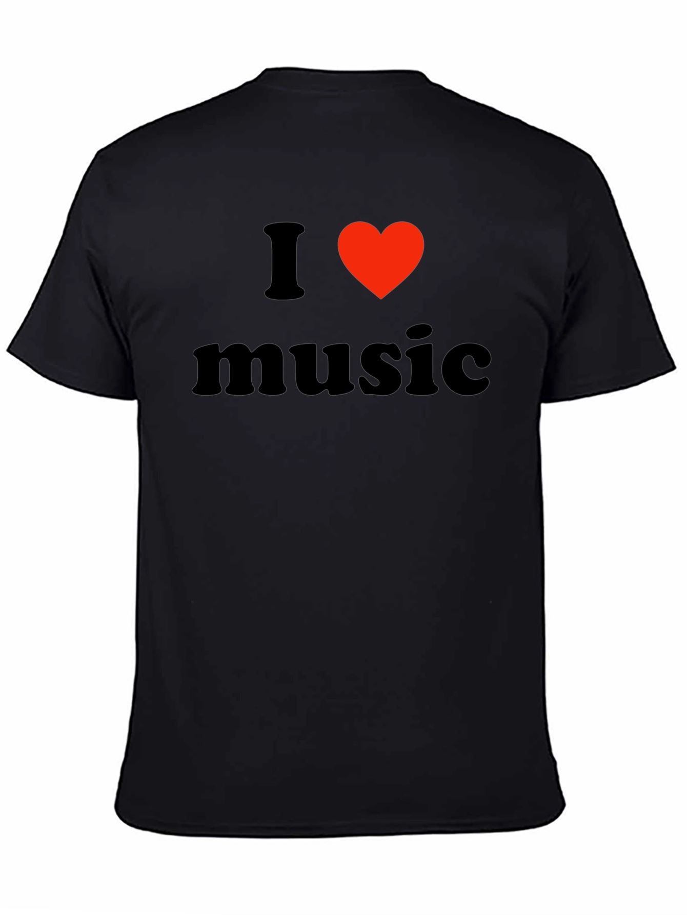 Black I Love Music Black T-Shirt view 4