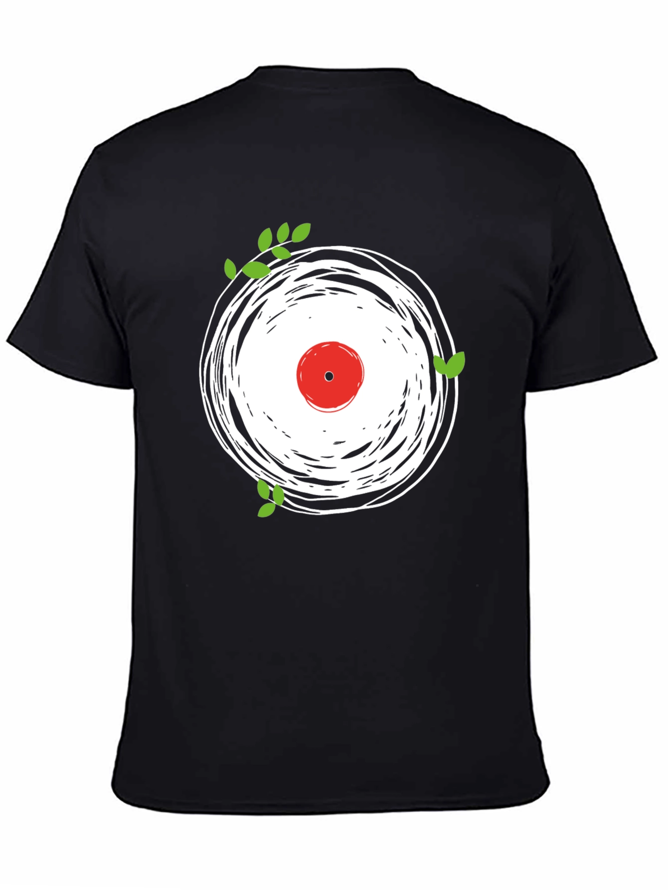 Black Vinyl Record Graphic Tee - Black Cotton Blend view 4