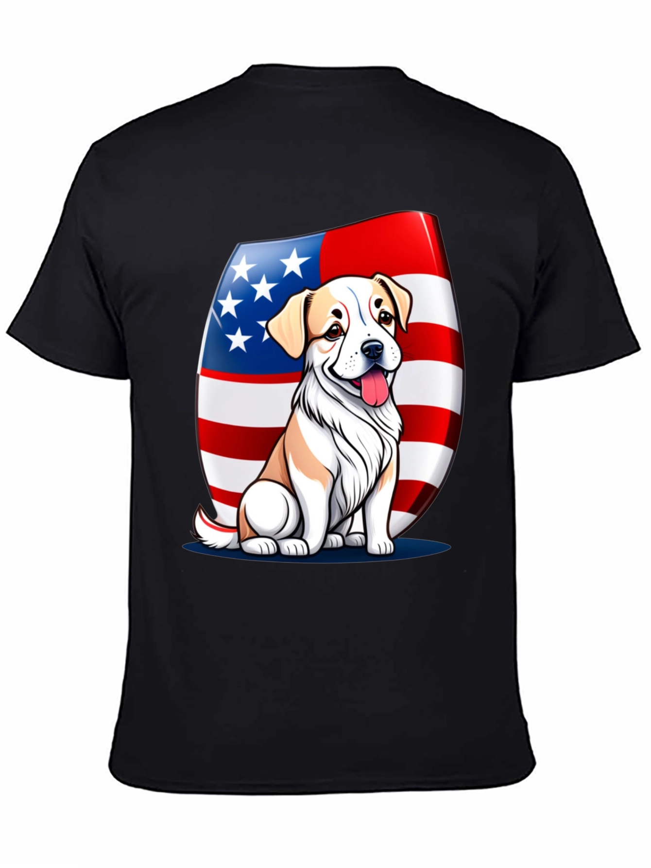 Black Patriotic Dog T-Shirt: USA Flag & Cute Pup view 4