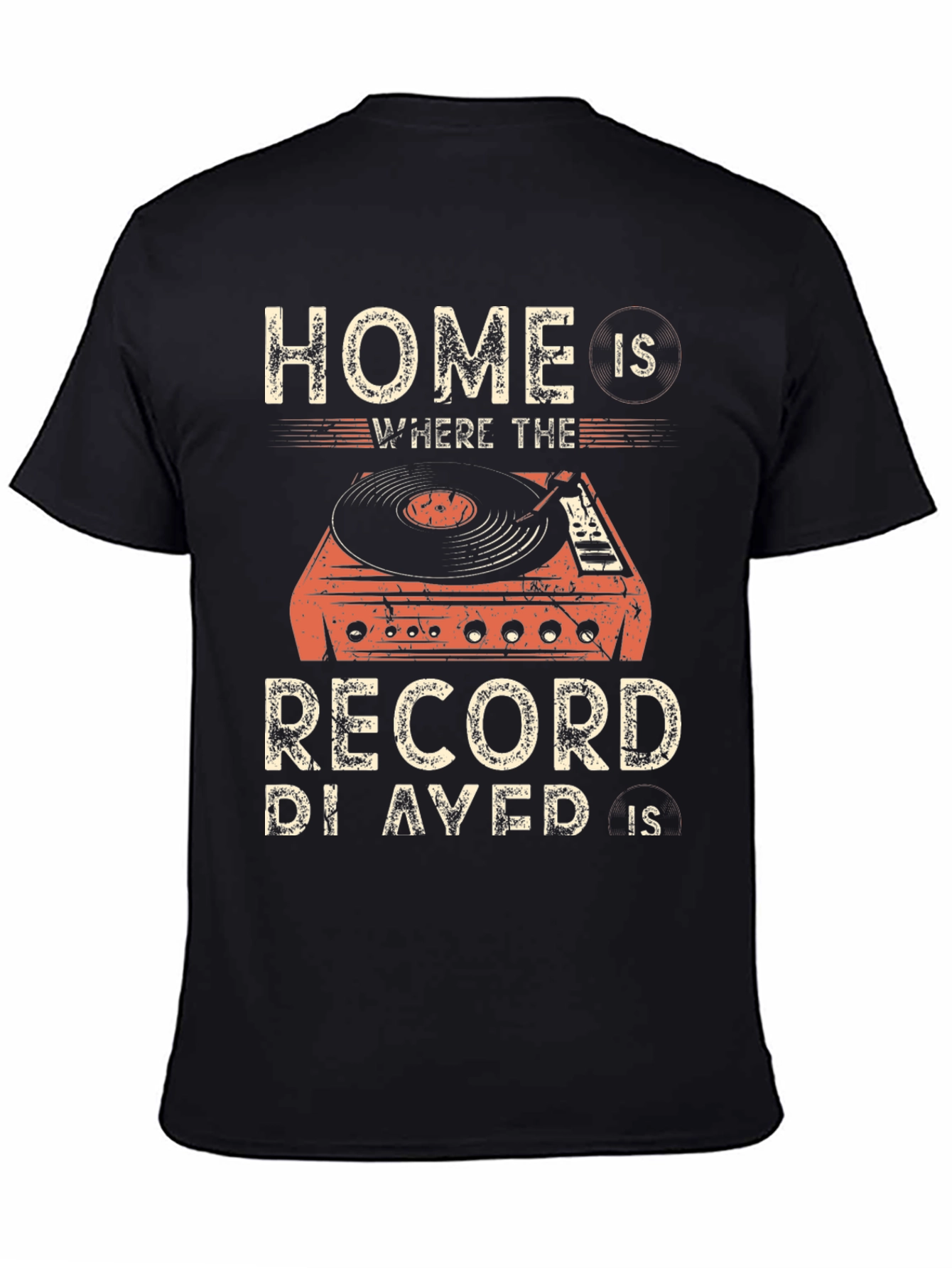 Black Home is Where the Record is Played T-Shirt view 4