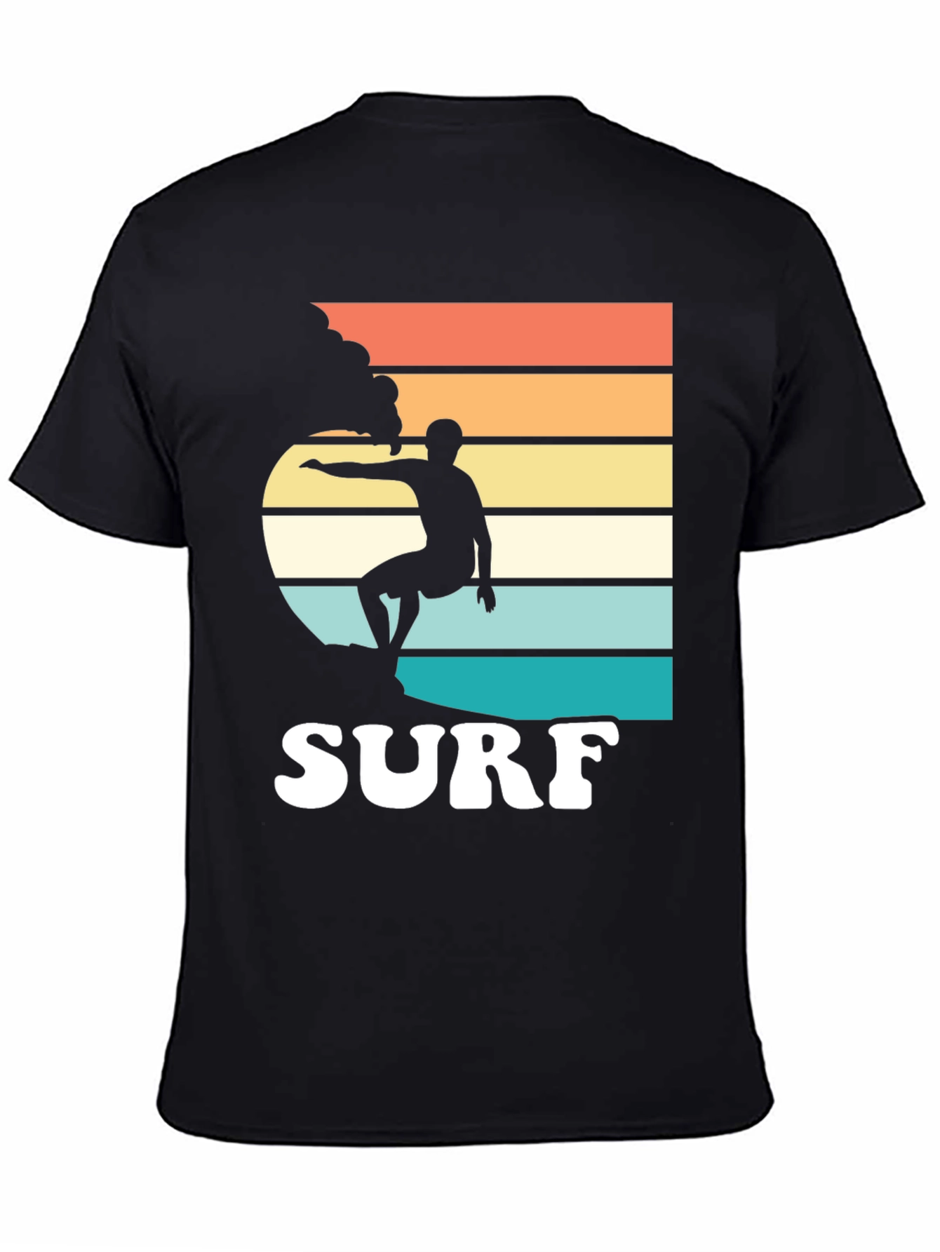 Black Retro Surf T-Shirt | Surfer Graphic Tee view 4