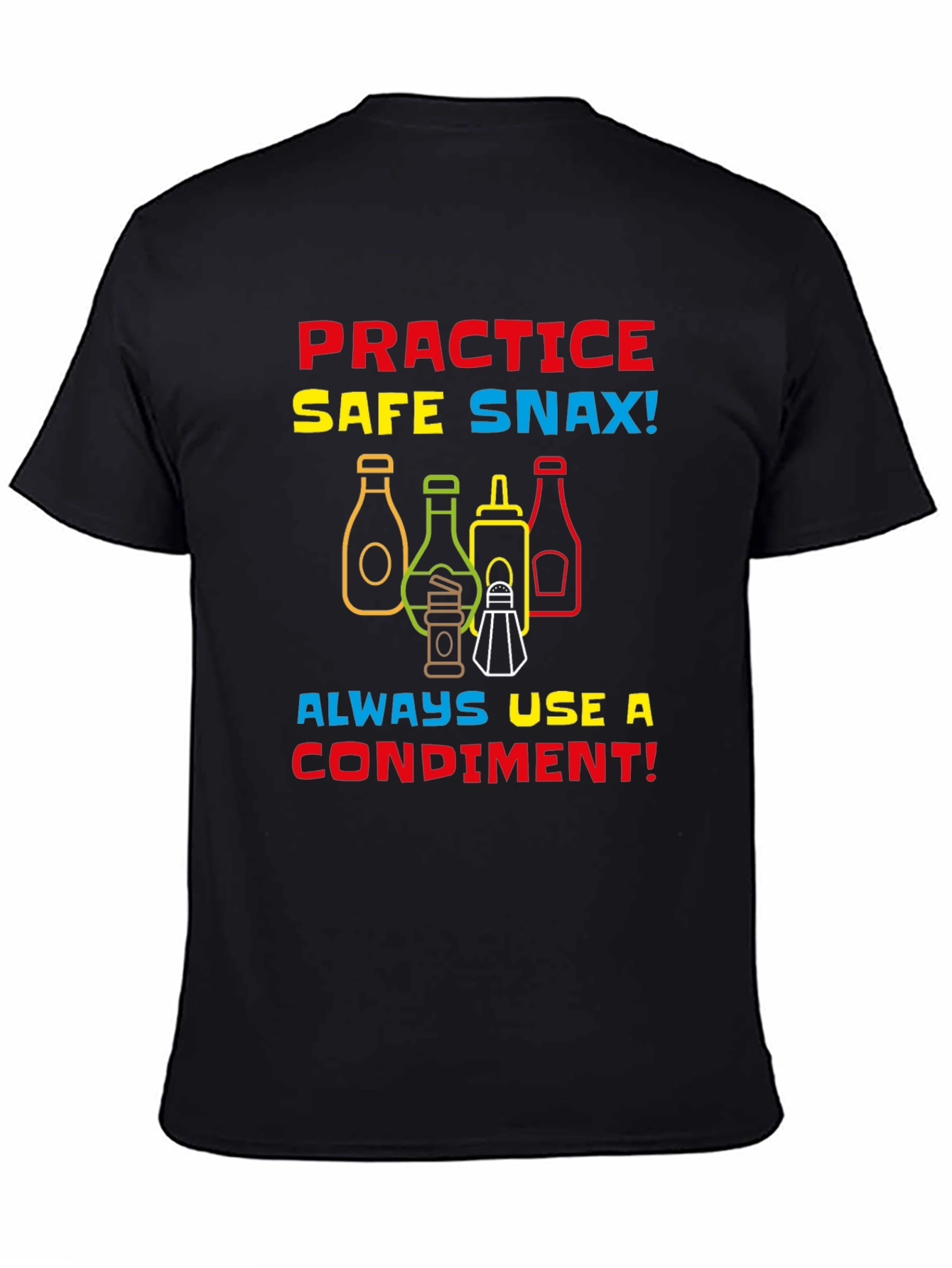 Black Practice Safe Snax Condiment T-Shirt view 4