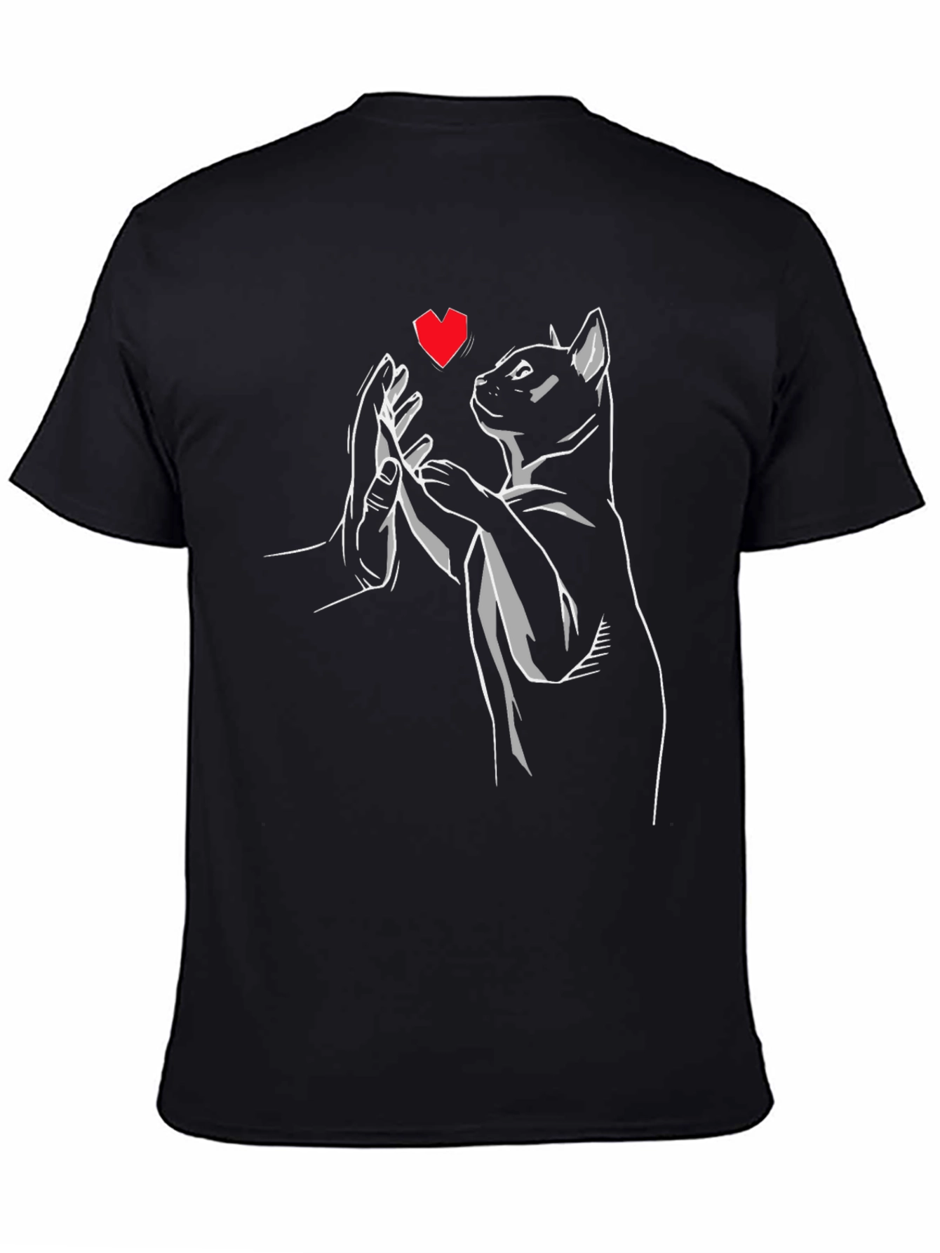 Black Cat High Five Graphic Tee - Black Cotton Blend view 4