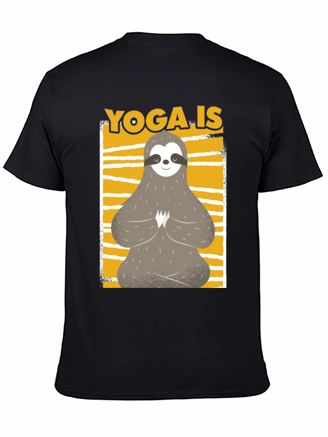 Black Yoga Sloth Graphic Tee - Relaxed Fit Black T-Shirt view 4