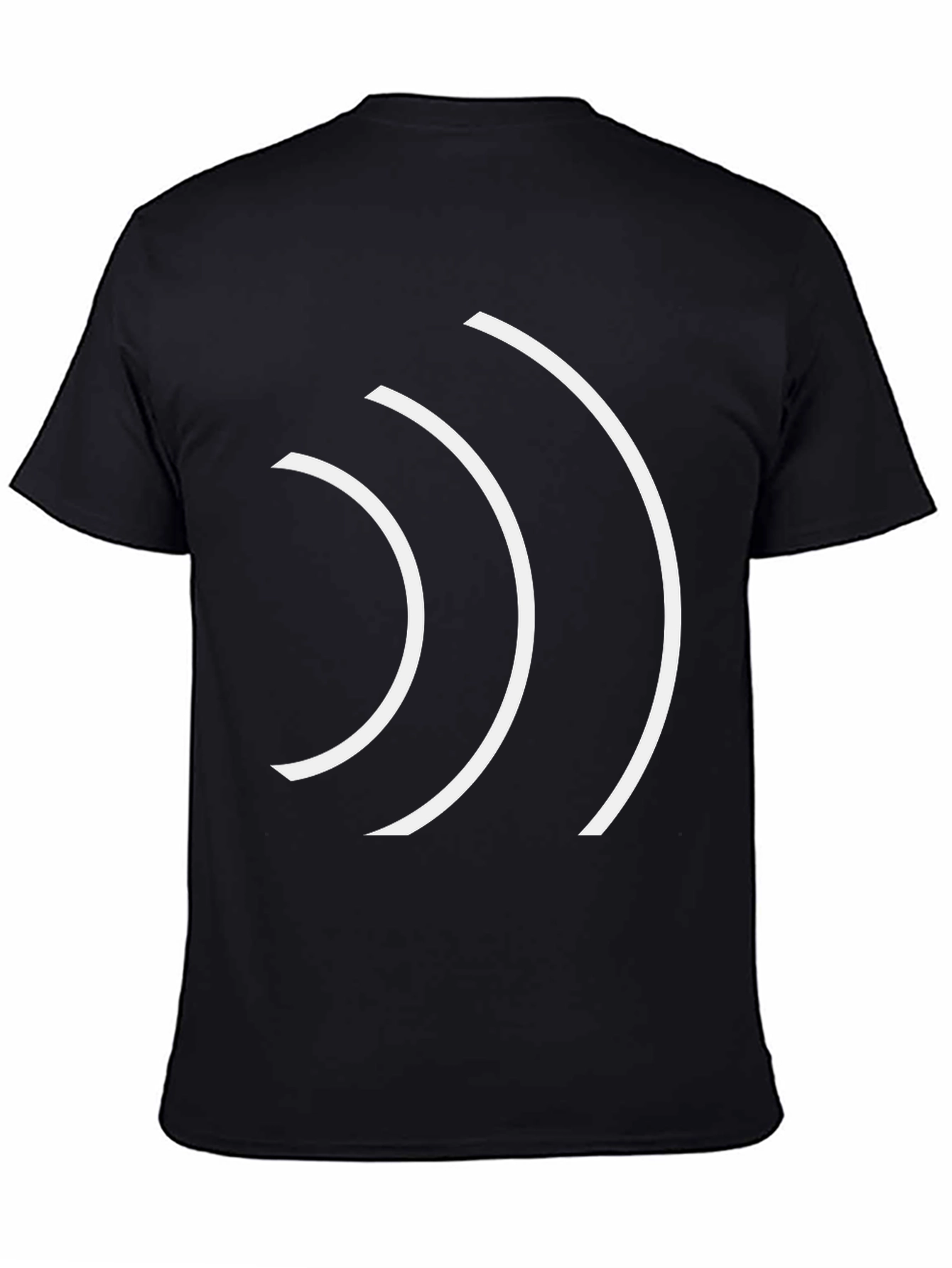 Black Minimalist White Wave Graphic Black T-Shirt view 4