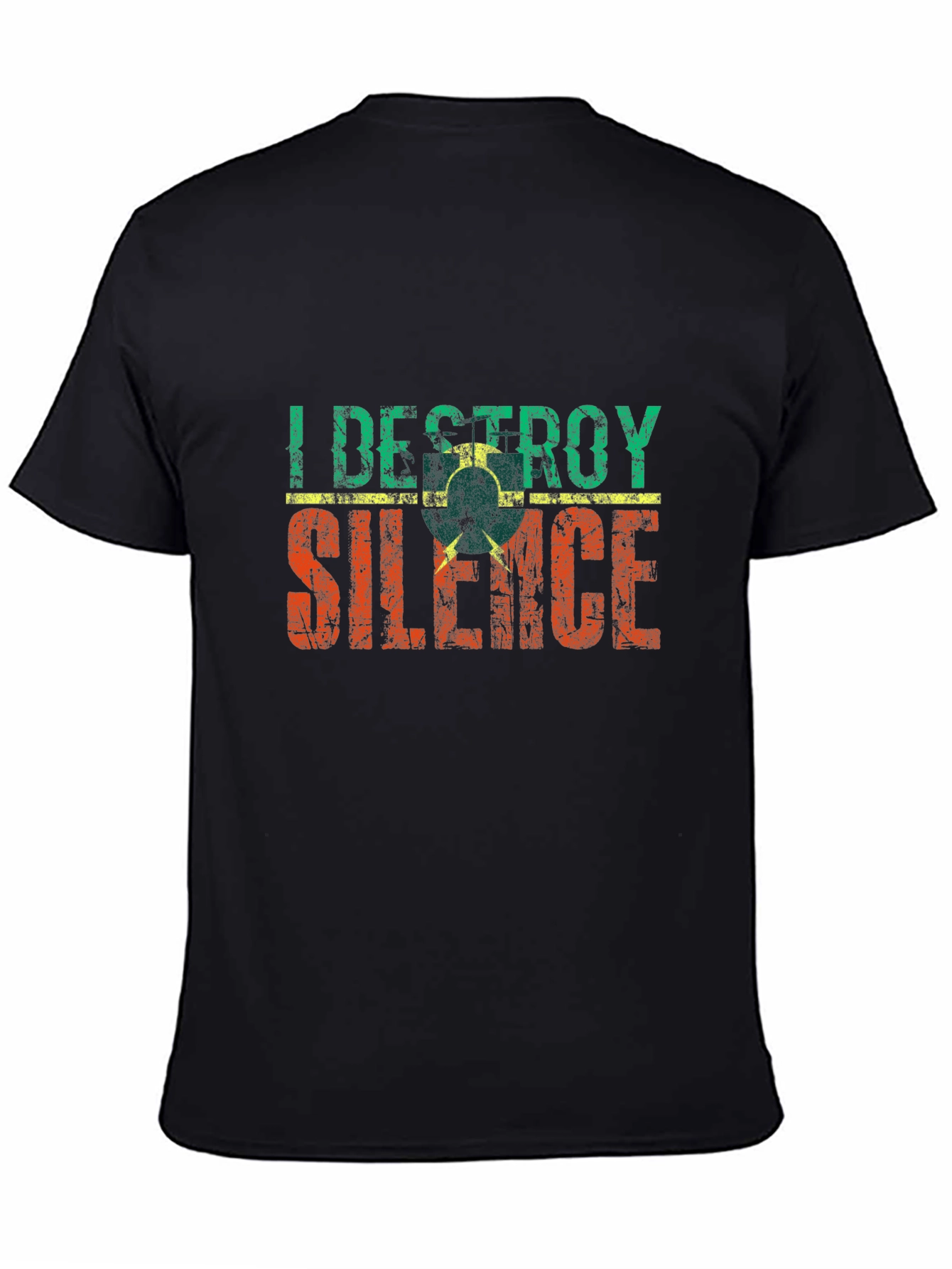 Black I Destroy Silence T-Shirt - Retro Style Tee view 4