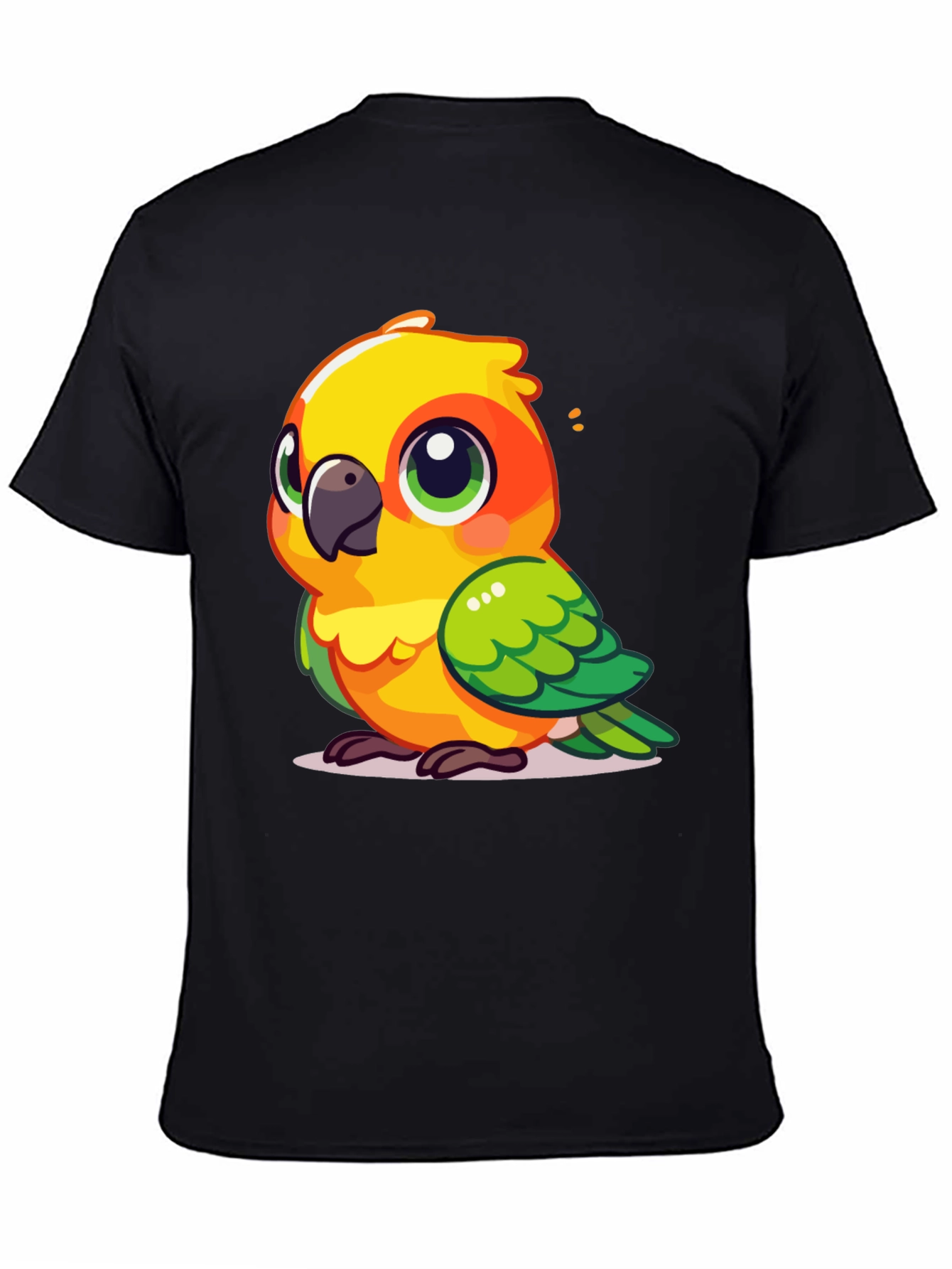 Black Cute Parrot Graphic Tee - Fun Bird Lover's T-Shirt view 4
