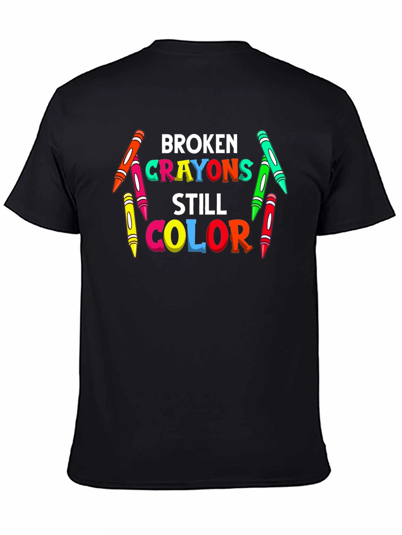 Black Broken Crayons Still Color T-Shirt view 4