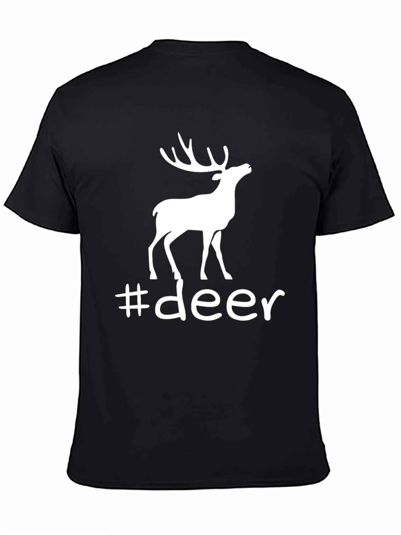 Black Stylish Deer Graphic Tee - Black view 4